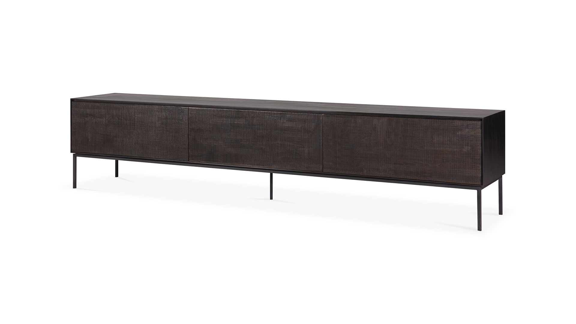 Teakholz schwarz Grooves TV Anrichte 242 x 45cm Ethnicraft