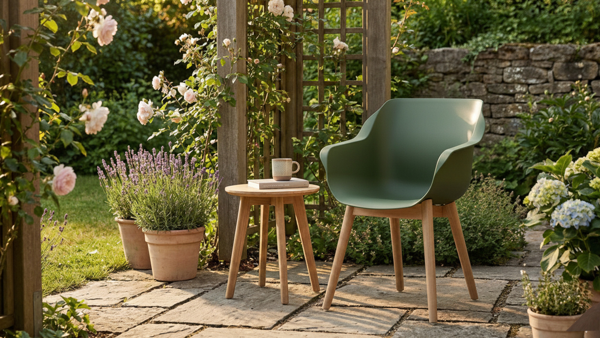 Sophie Armchair Color Moss Green With Legs Teak Natural