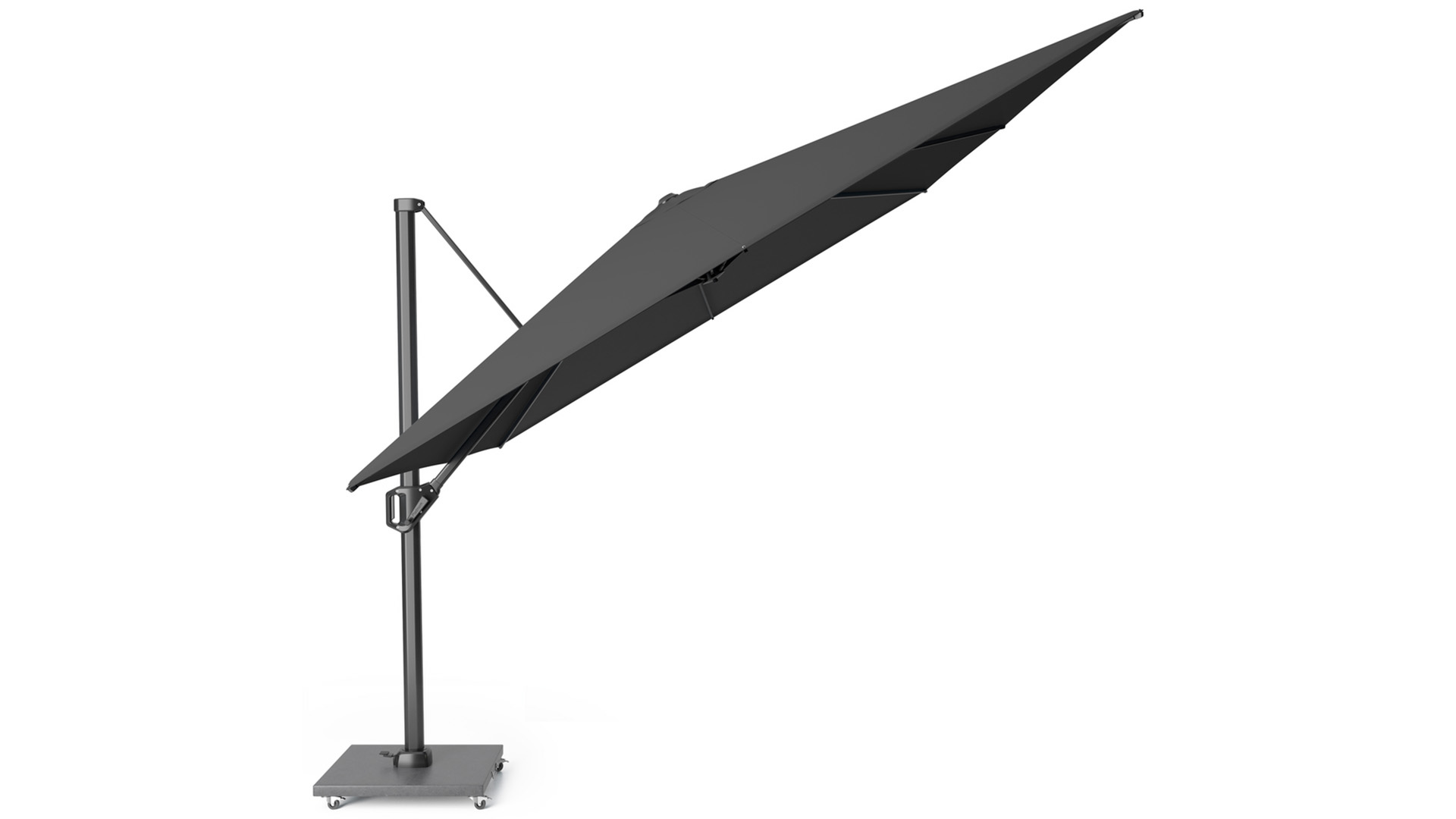 Parasol flottant Challenger T1 Premium Mât 400 x 300 cm Anthracite - Toile Noir Délavé