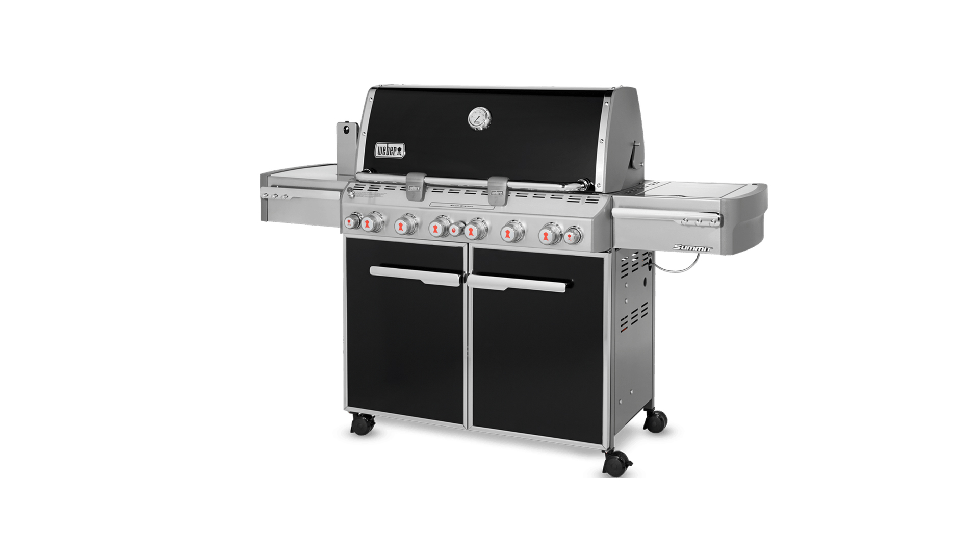 Summit E-670 Schwarz mit GBS-Grillrost + Sear Station-Brenner + Rotisserie-Spieß – Igrill Ready