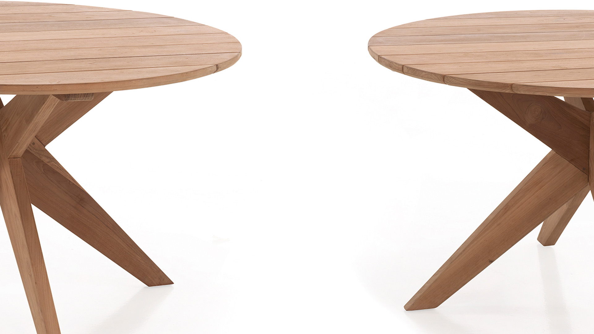 Table de jardin en teck Java Diam 135 cm - Pieds en teck - Table de jardin design