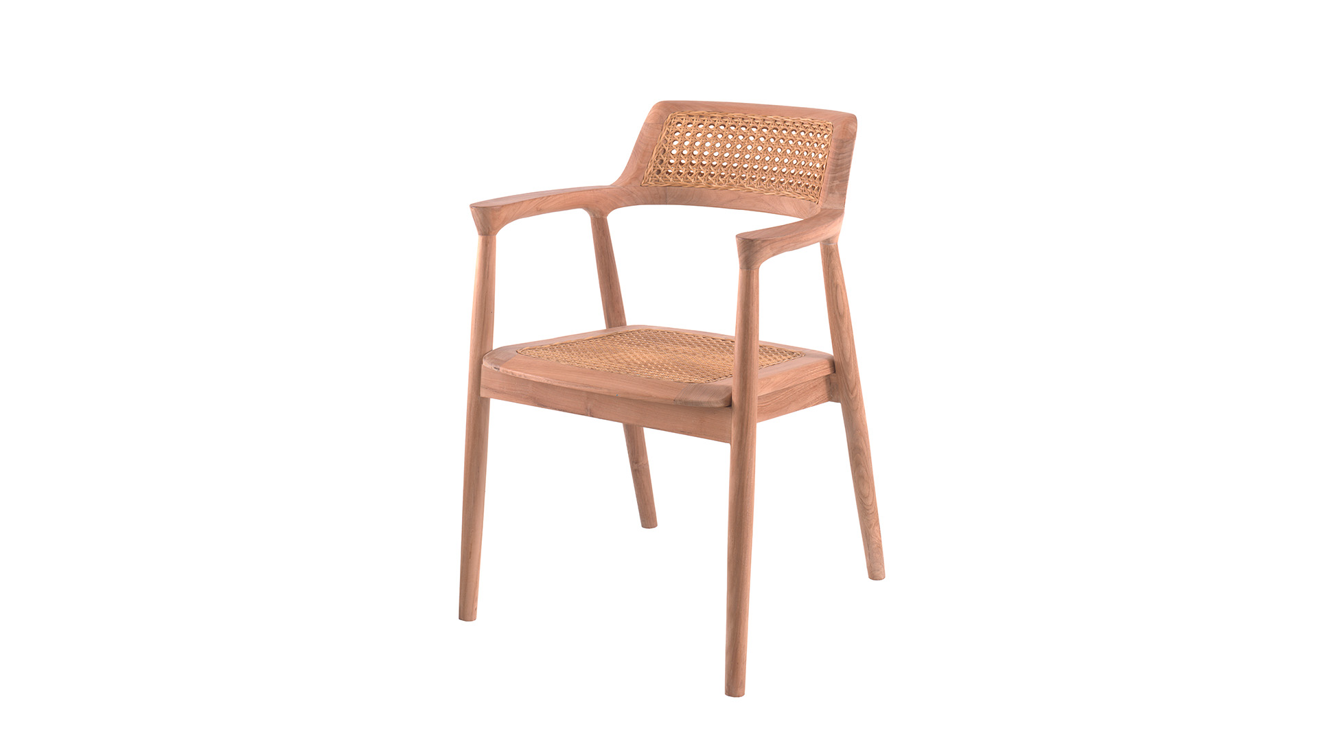 Teak Tuinstoel Semarang Met Cannage Vlechtwerk en Armleuningen 