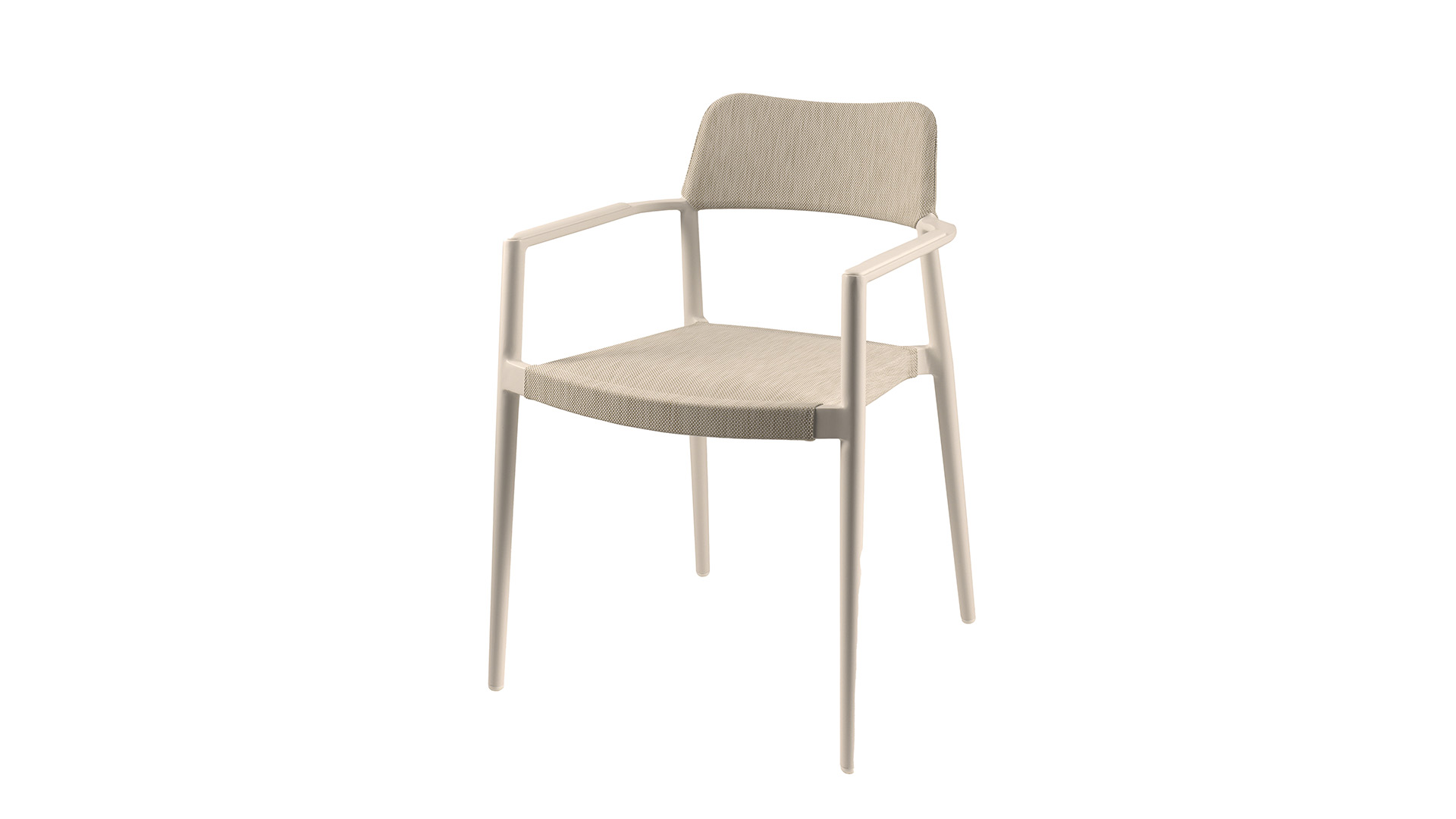 Alu Dining Sessel Chili Leinen Matt Alu + Beige Textilene