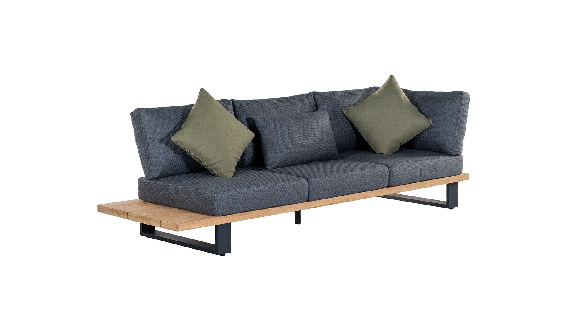 Alu Lounge Set Valdez Charcoal Mat Avec Coussins Assise et Dossier Couleur Gris Foncé Sunproof - QDF
