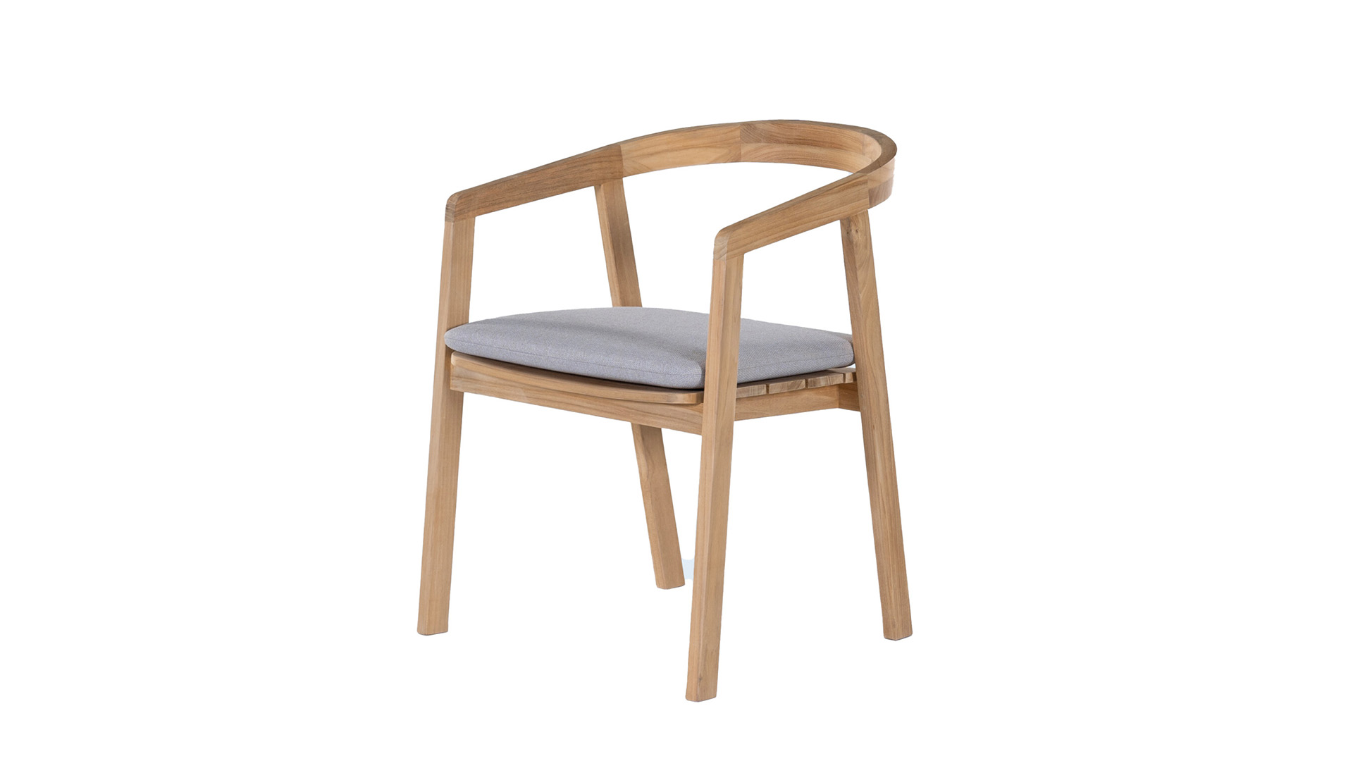 Teak Chair Cabrini Design Chair Light Brushed + Cushion Light Grey Olefin