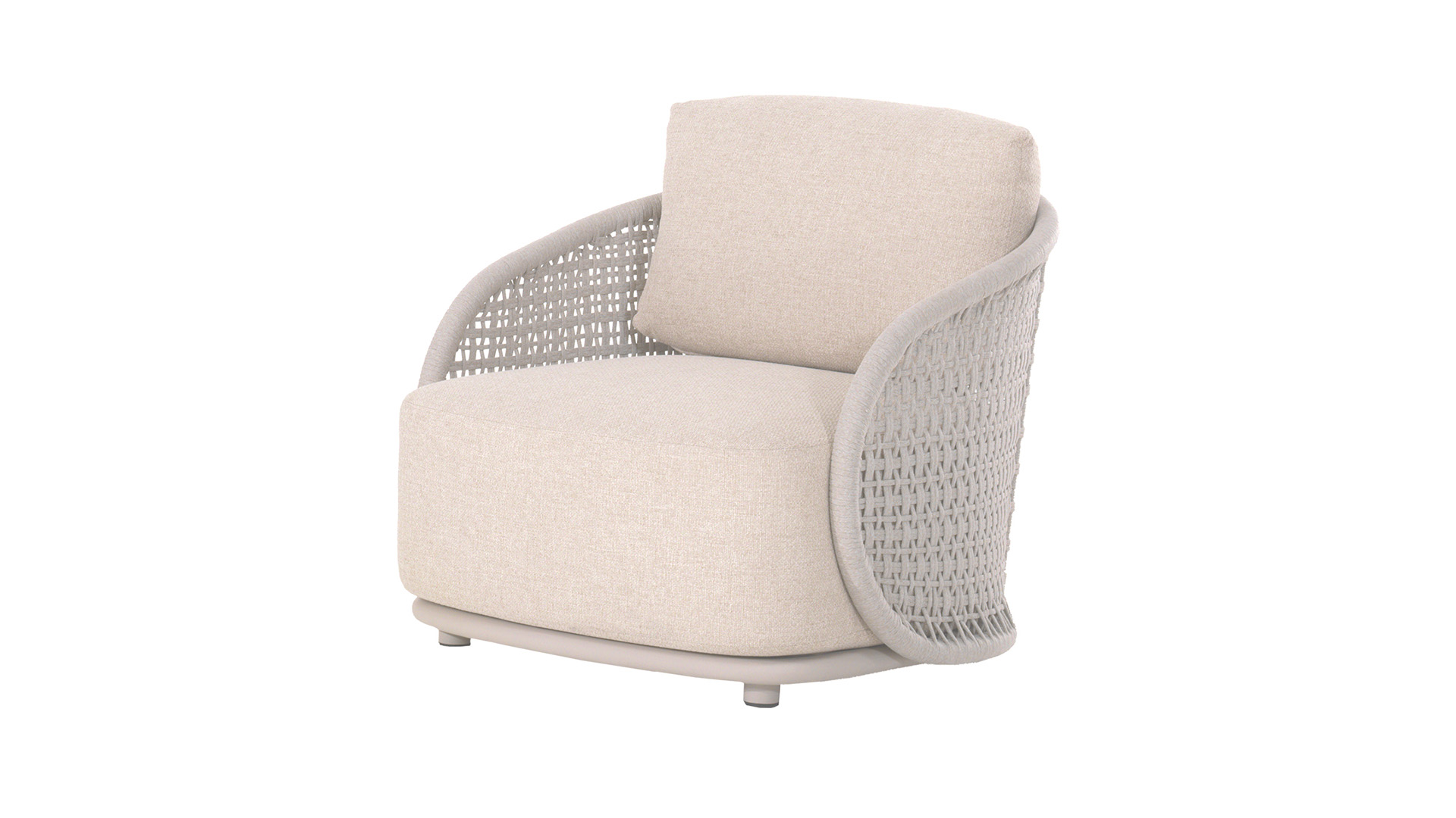 Alu Lounge Amora 1-seater Alu Linen With Rope Light Grey + Seat and Back Cushions Beige Sunproof