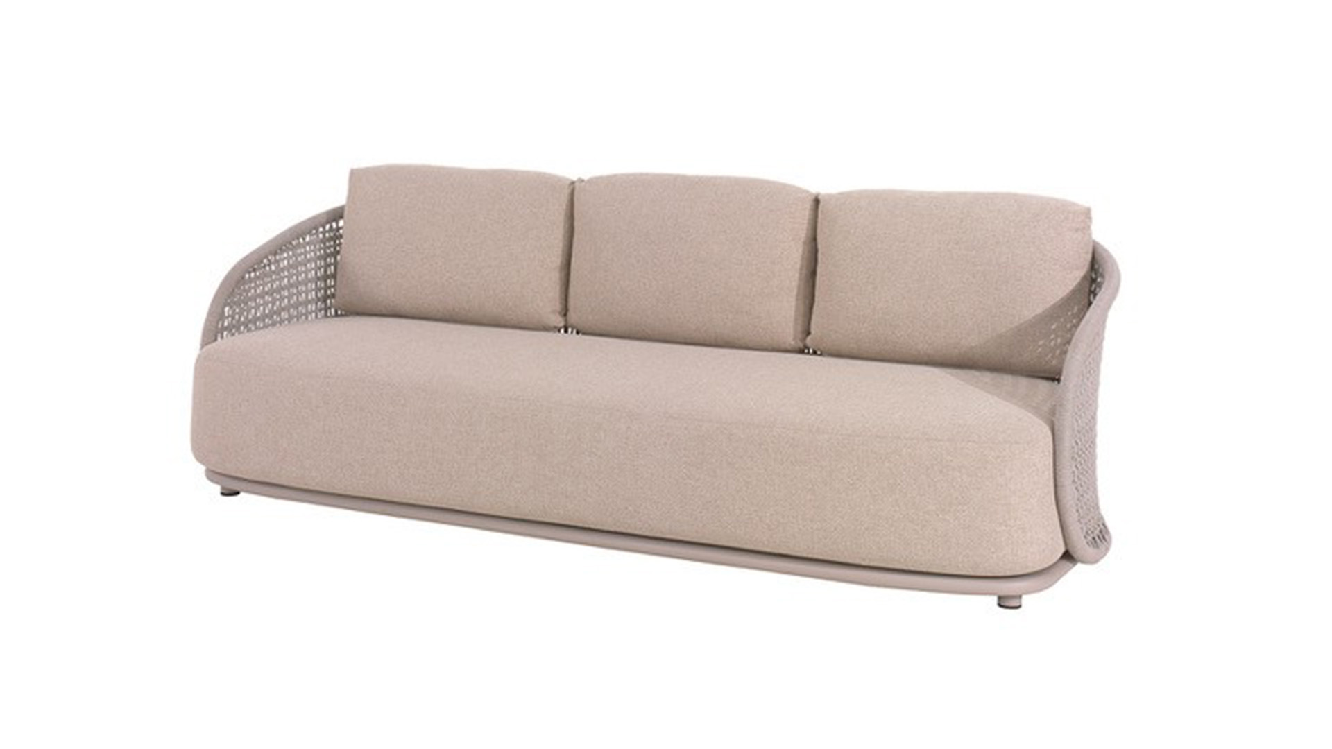 Alu Lounge Amora 3-Seater Alu Linen With Rope Light Grey + Seat and Back Cushions Beige Sunproof