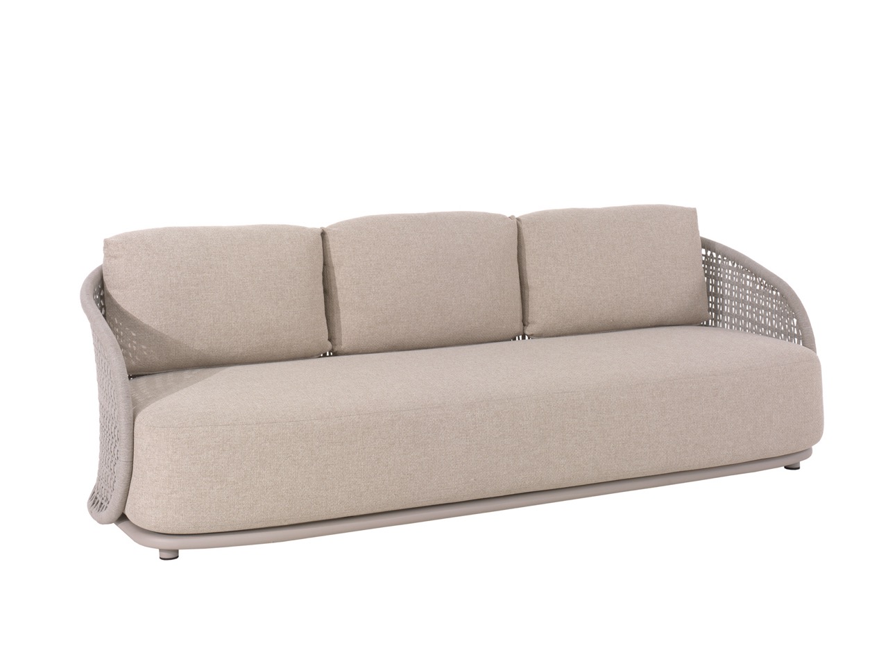 Alu Lounge Set Amora Alu 1 x 3-Seater + 2 x 1-Seater Linen With Rope Beige + Seat and Back Cushions Beige