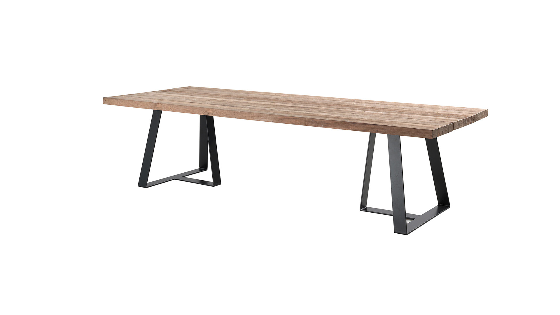 Teak Tuintafel Magdalena 250cm x 110cm Recht Met Poten Zwart Metaal - Recup Teak