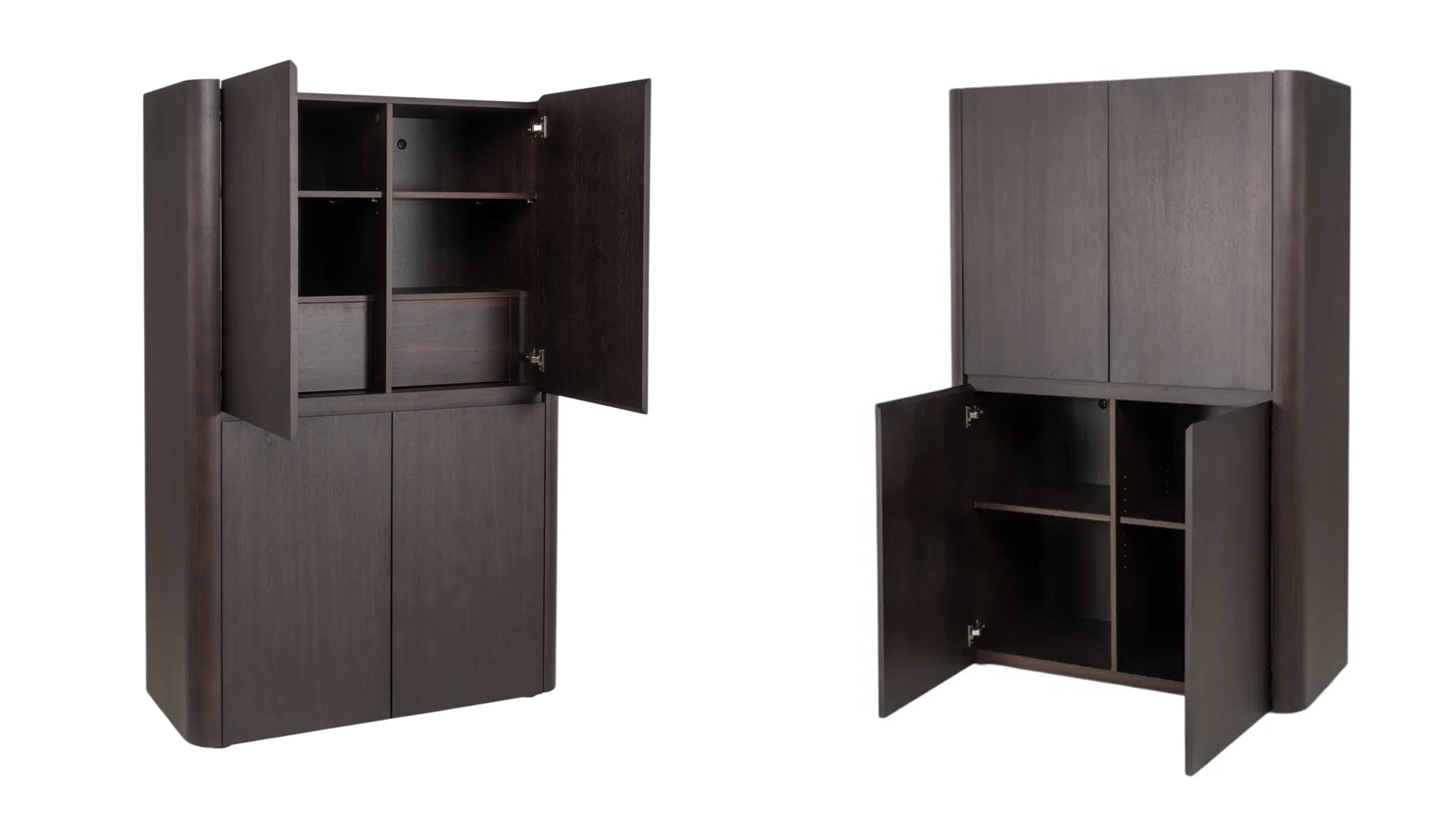 Dark Walnut Bar Cabinet With 4 Hinged Doors + 2 Drawers Dark Walnut Veneer - EXPECTED SHOWROOM END OF OCTOBER 2026