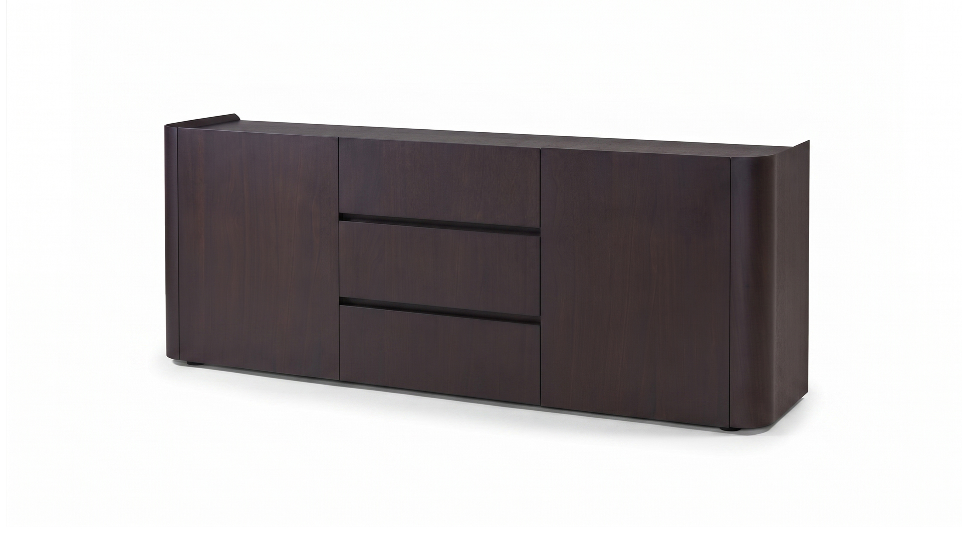 Sideboard aus dunklem Nussbaum, 2 Flügeltüren + 3 Schubladen, dunkles Nussbaumfurnier – VORAUSSICHTLICHE VERFÜGBARKEIT IM SHOWROOM ENDE OKTOBER 2026 Sideboard aus dunklem Nussbaum, 2 Flügeltüren + 3 Schubladen, dunkles Nussbaumfurnier – VORAUSSICHTLICHE VERFÜGBARKEIT IM SHOWROOM ENDE OKTOBER 2026
