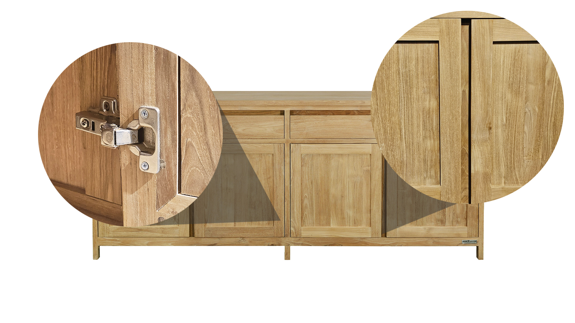 Vitrine Confort 200 cm 8 portes tournantes + 4 tiroirs sans poignées Collection Comfort-Line Diamond
