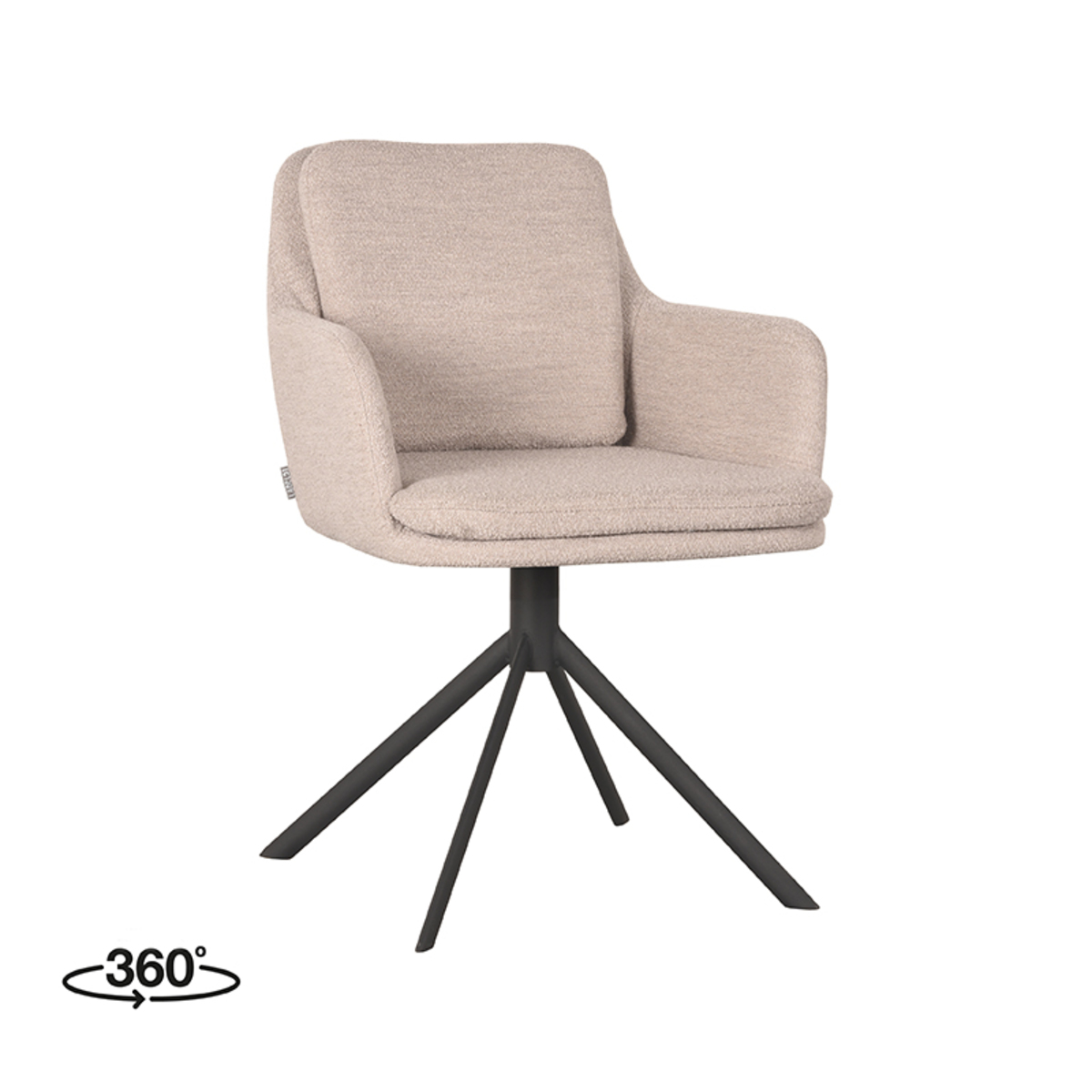 Dining Chair Joy - Natural Boucle - Black Metal Base