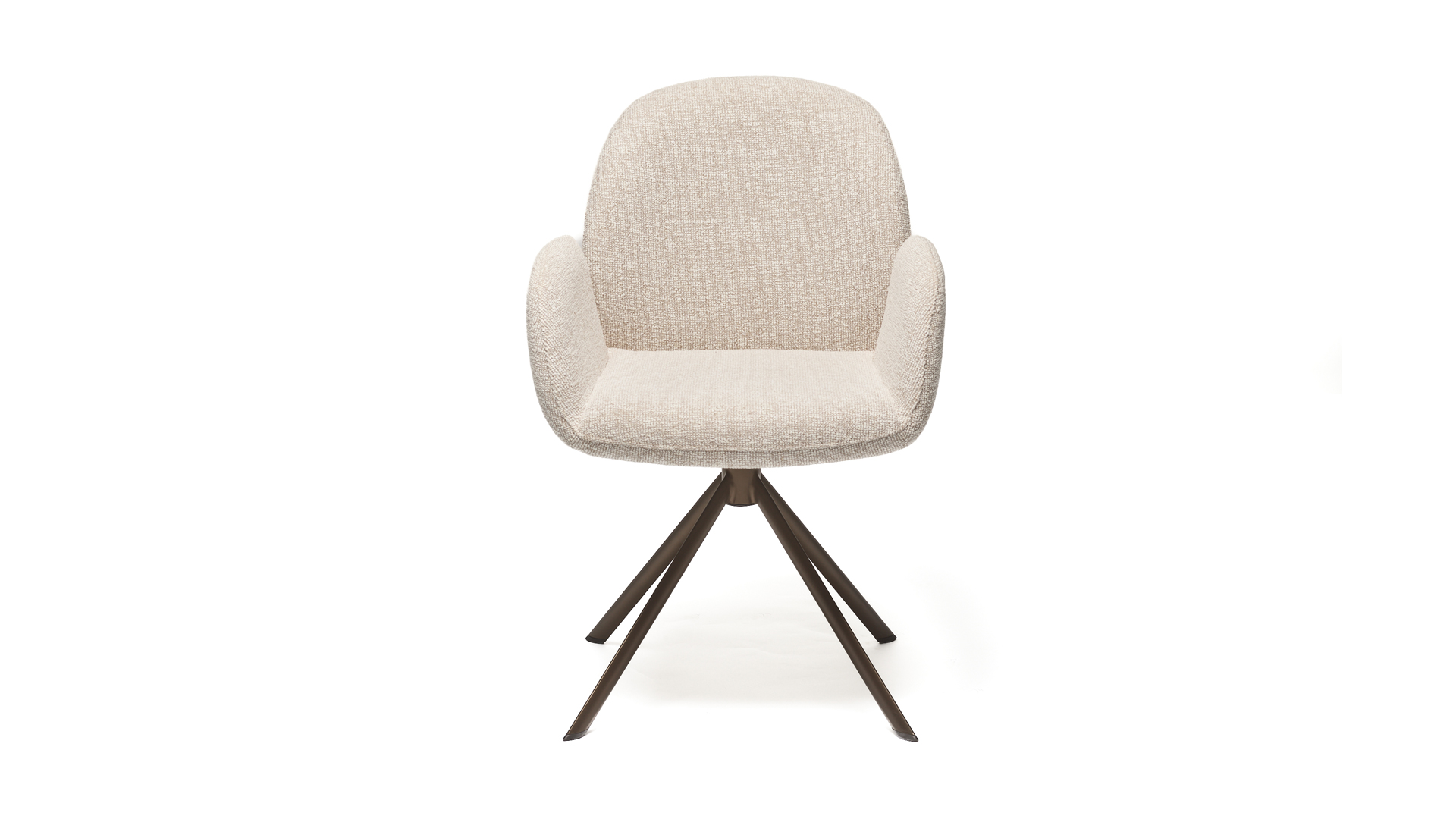 Chaise de salle à manger Luna, tissu Serenity beige 03, piètement pivotant en métal bronze, confort Prestige Chaise de salle à manger Luna, tissu Serenity beige 03, piètement pivotant en métal bronze, confort Prestige