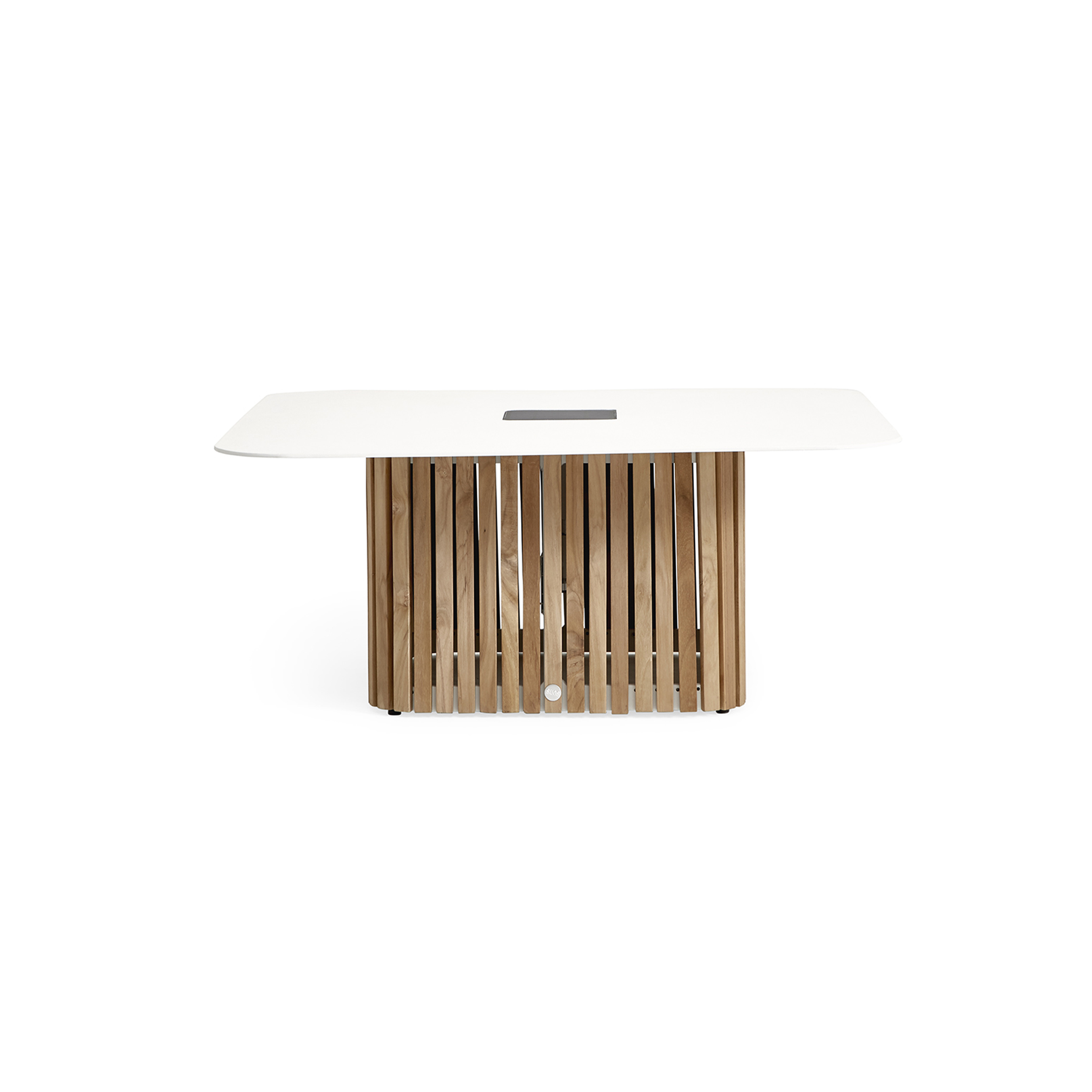 Savona Corner Lounge 4-Piece Alu White + Teak Natural and Fontelina Soft Gray Mixed Cushions Water Repellent