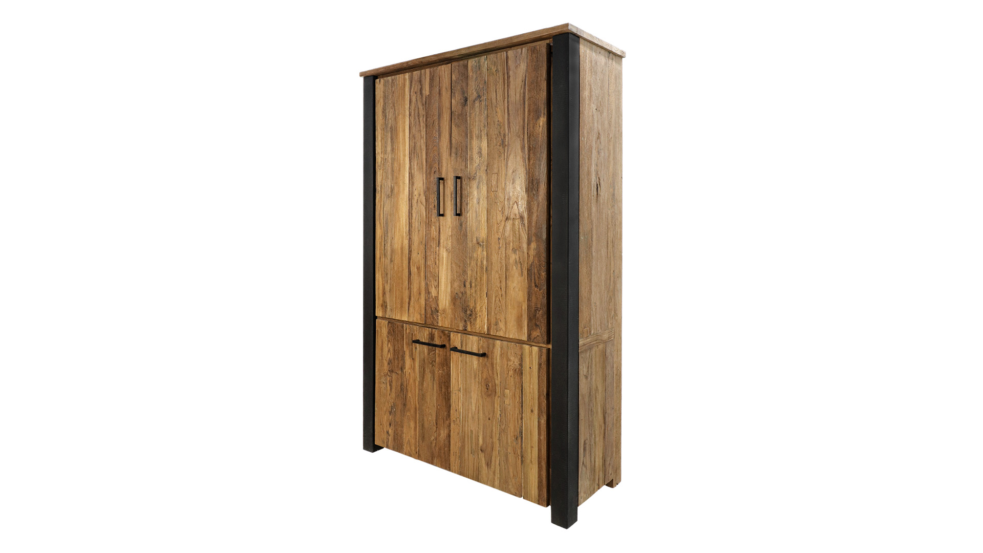 Wood Signature Barschrank mit 4 Türen, 120 cm x 45 cm x H190 cm, Vintage-Teak