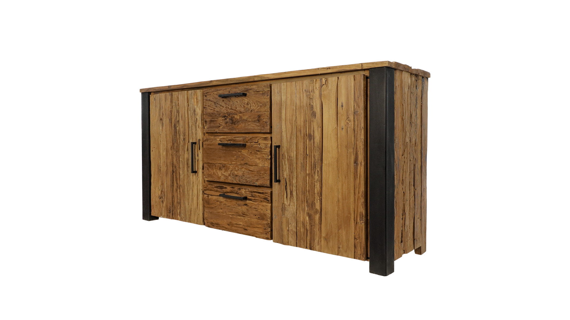 Wood Signature Sideboard mit 2 Türen und 3 Schubladen 170cm x 45cm x H85cm Vintage Teak