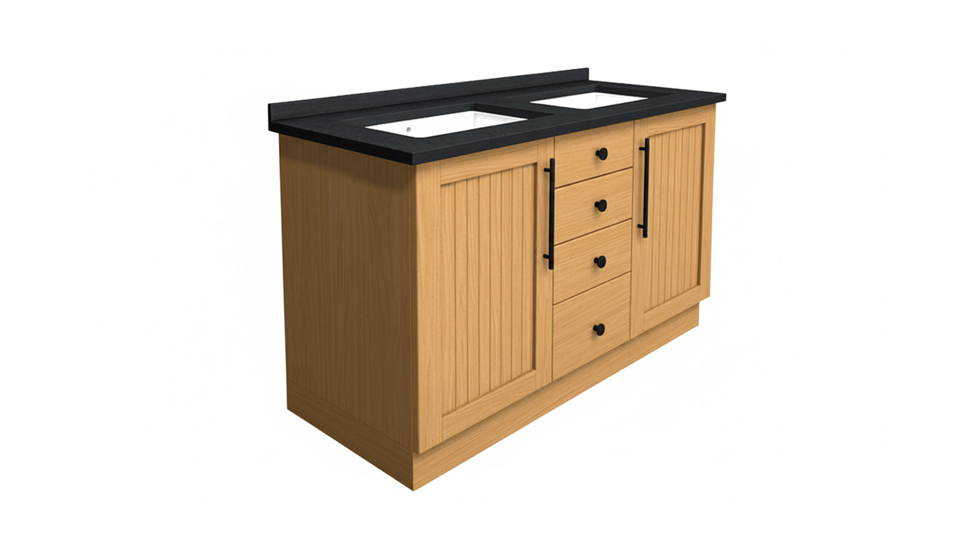 Teak Badkamermeubel New Cannes Black 150cm Met Mat Zwarte Graniet