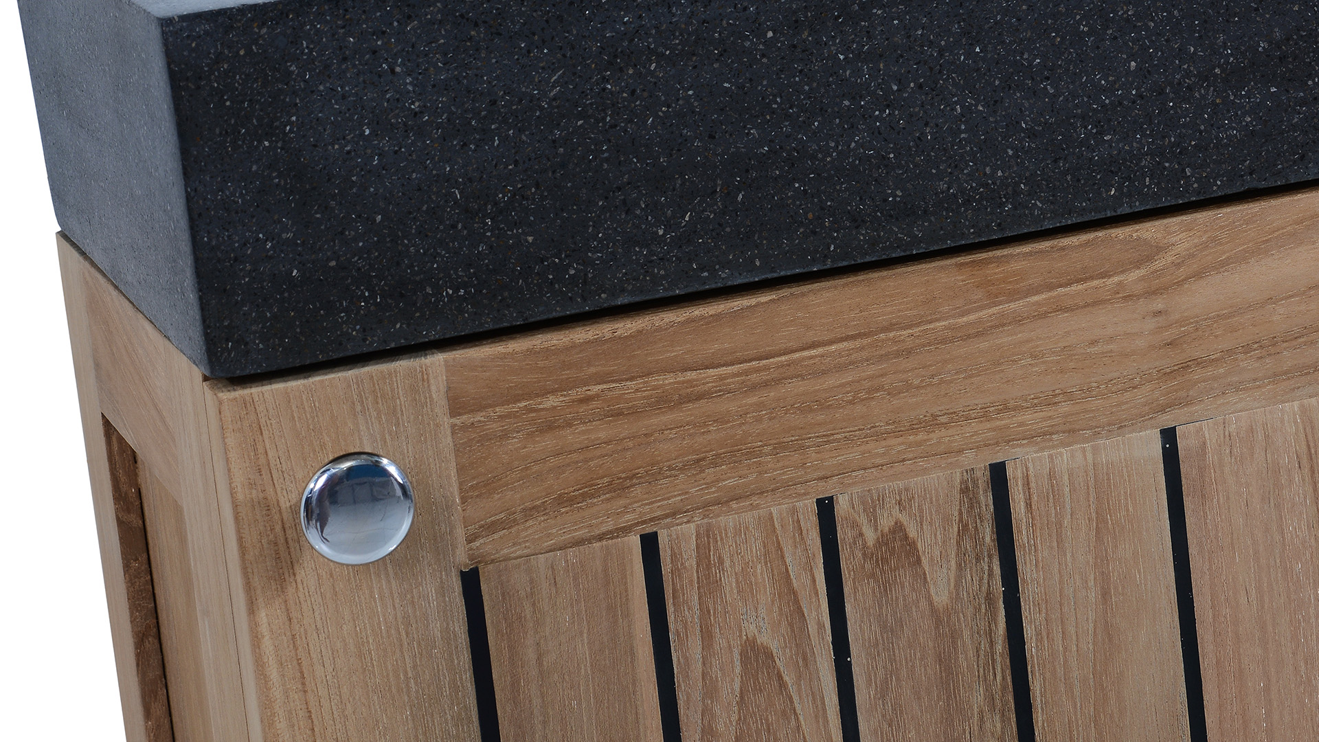 Lave-mains en teck Java Square + Lavabo en terrazzo noir