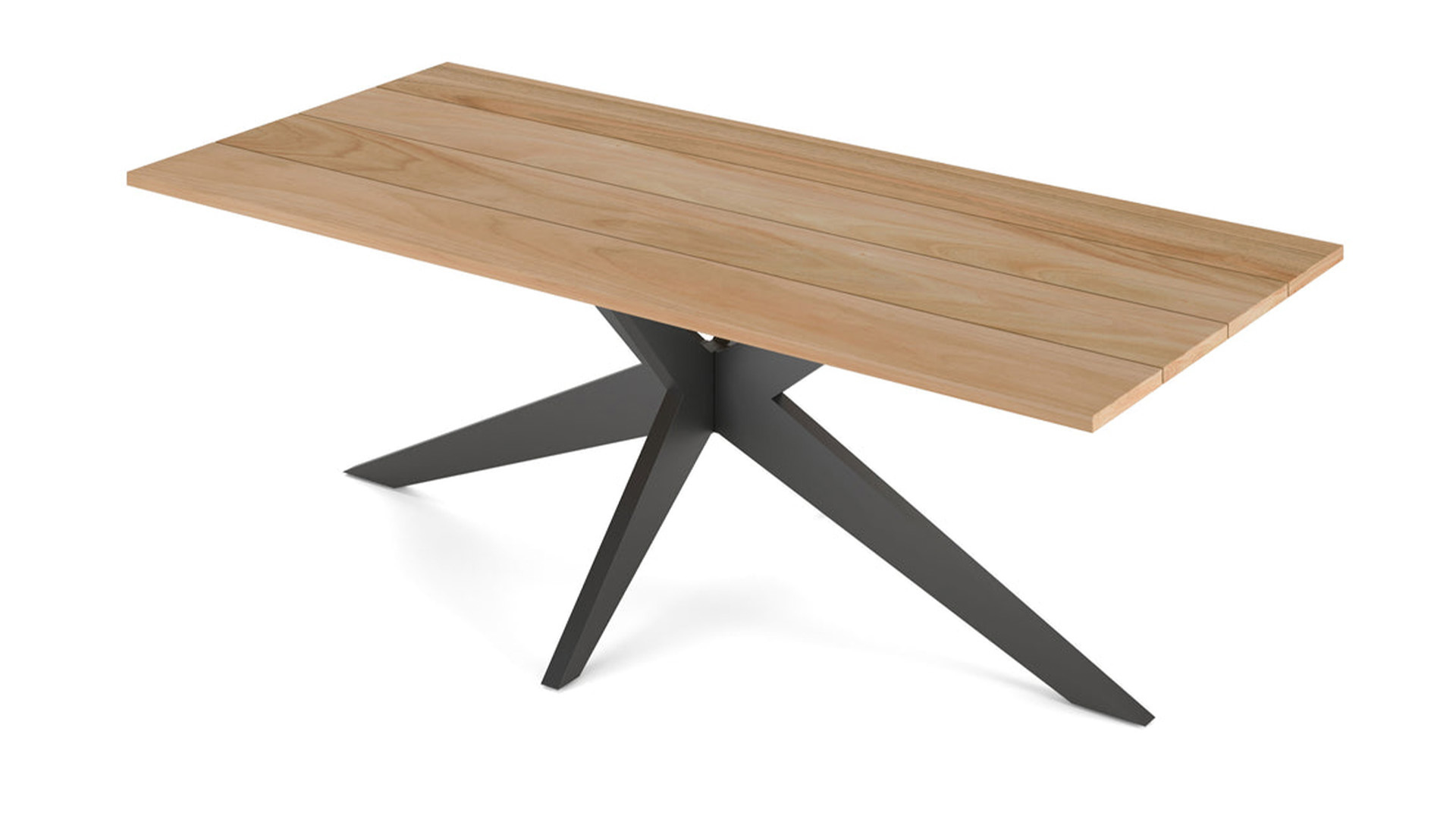 Table de Jardin Alu Yale 280 cm x 100 cm Cadre Alu Tapis Charbon + Plateau Teck WD
