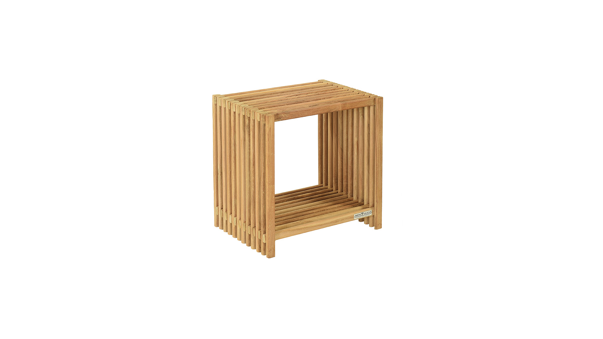 Étagère de salle de bain en teck à rayures 50 cm x 35 cm x 50 cm
