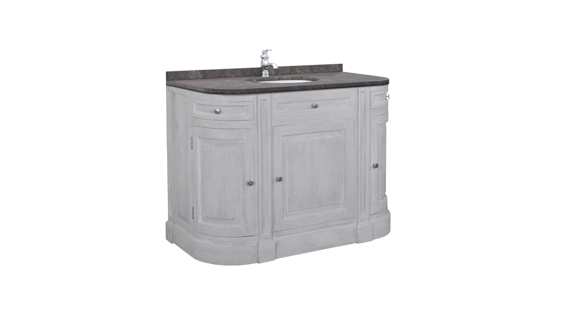 Badkamermeubel Retro Grey Round 120cm + 1 Onderbouw Ovale Waskom + Blauwe Hardsteen 