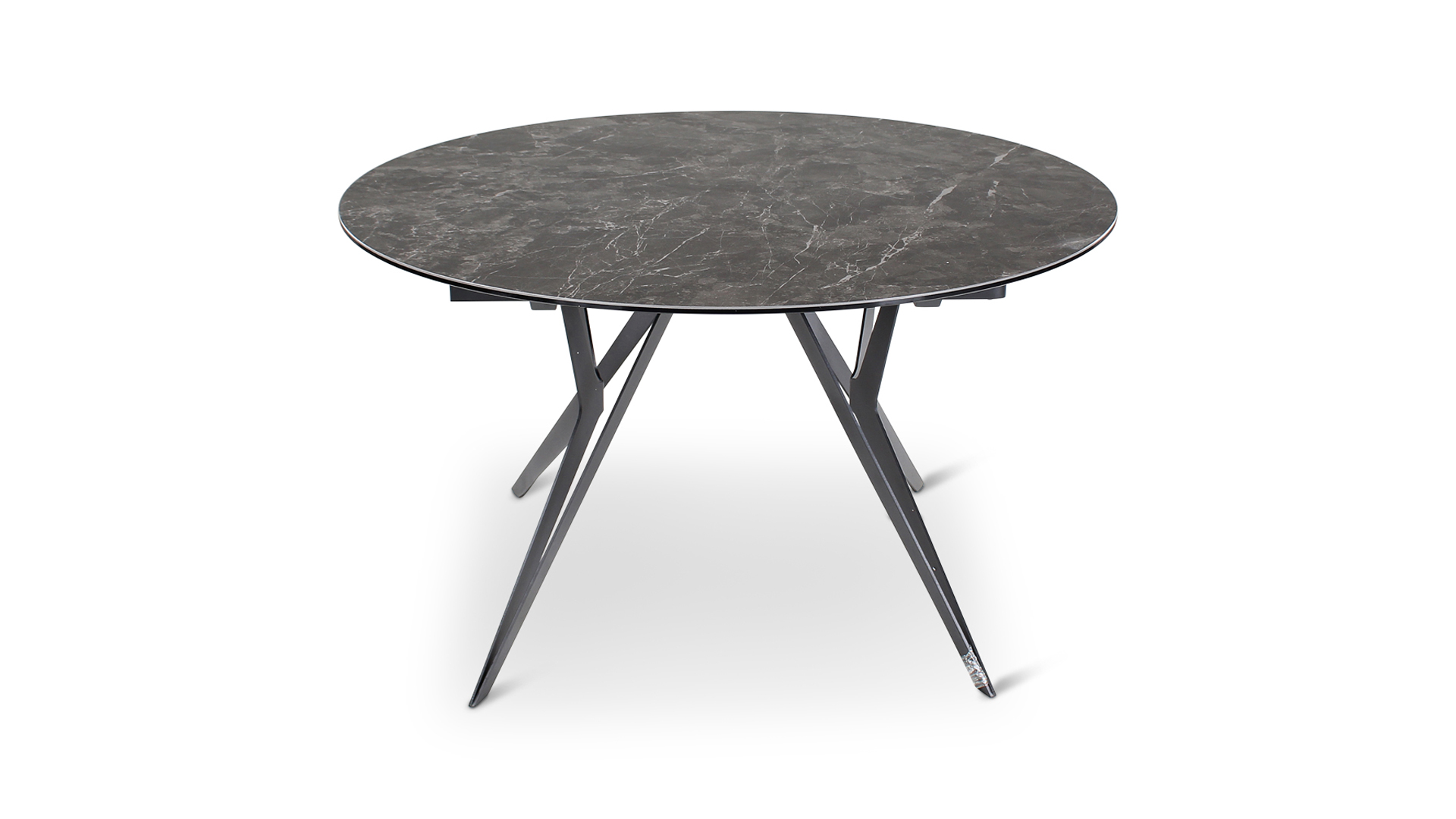 Interieurtafel Boleta Uitschuifbaar Top Keramiek Kleur Stone Dia.130cm x 200cm x 130cm Met Zwart Metalen Spiderpoot Interieurtafel Boleta Uitschuifbaar Top Keramiek Kleur Stone Dia.130cm x 200cm x 130cm Met Zwart Metalen Spiderpoot