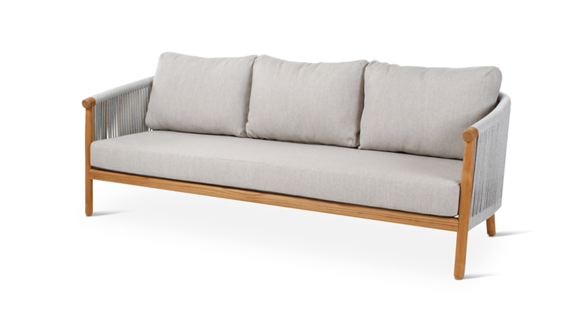 Teak Lounge Romeo 3-zit Sofa Teak Frame - Cloud Rope + QDF Kussens Cloud