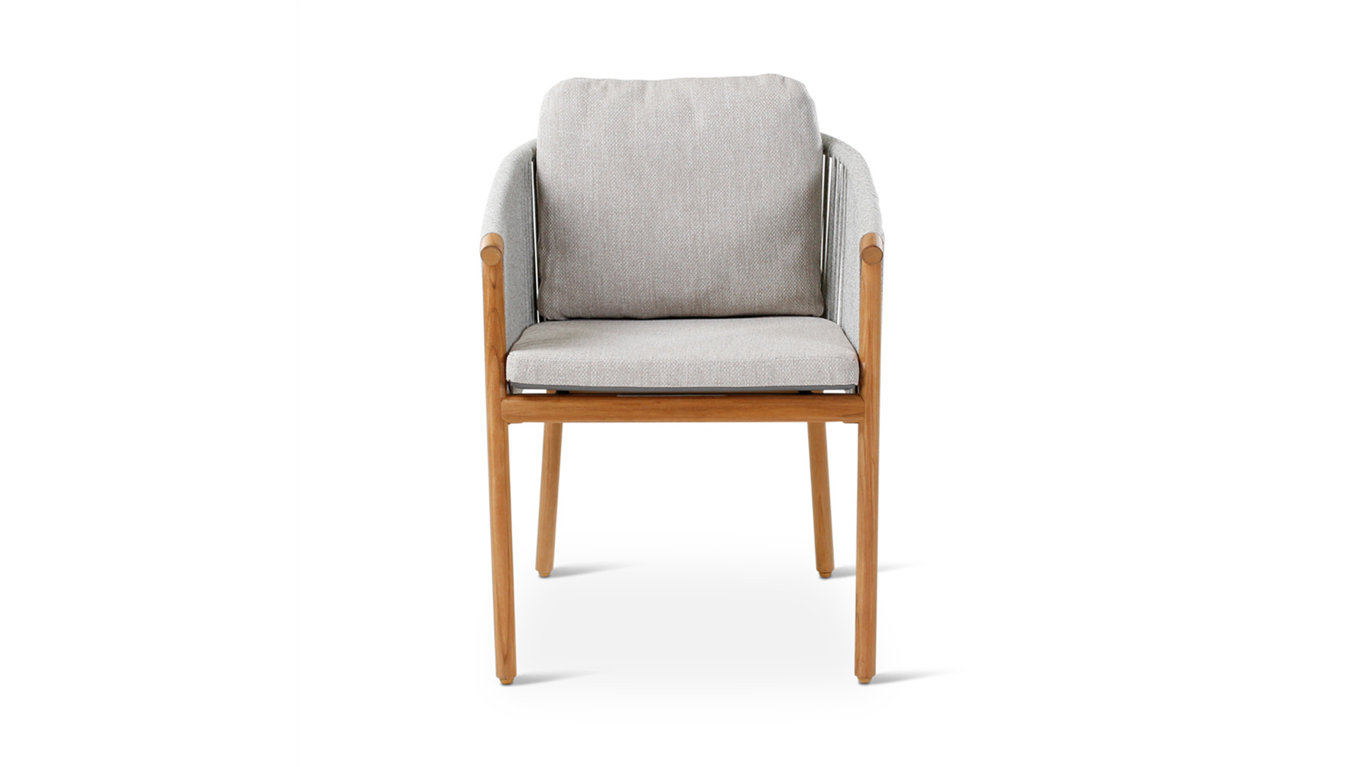 Romeo Gartenstuhl, Teak Natur – Seil – Sitz- und Rückenkissen Wolke