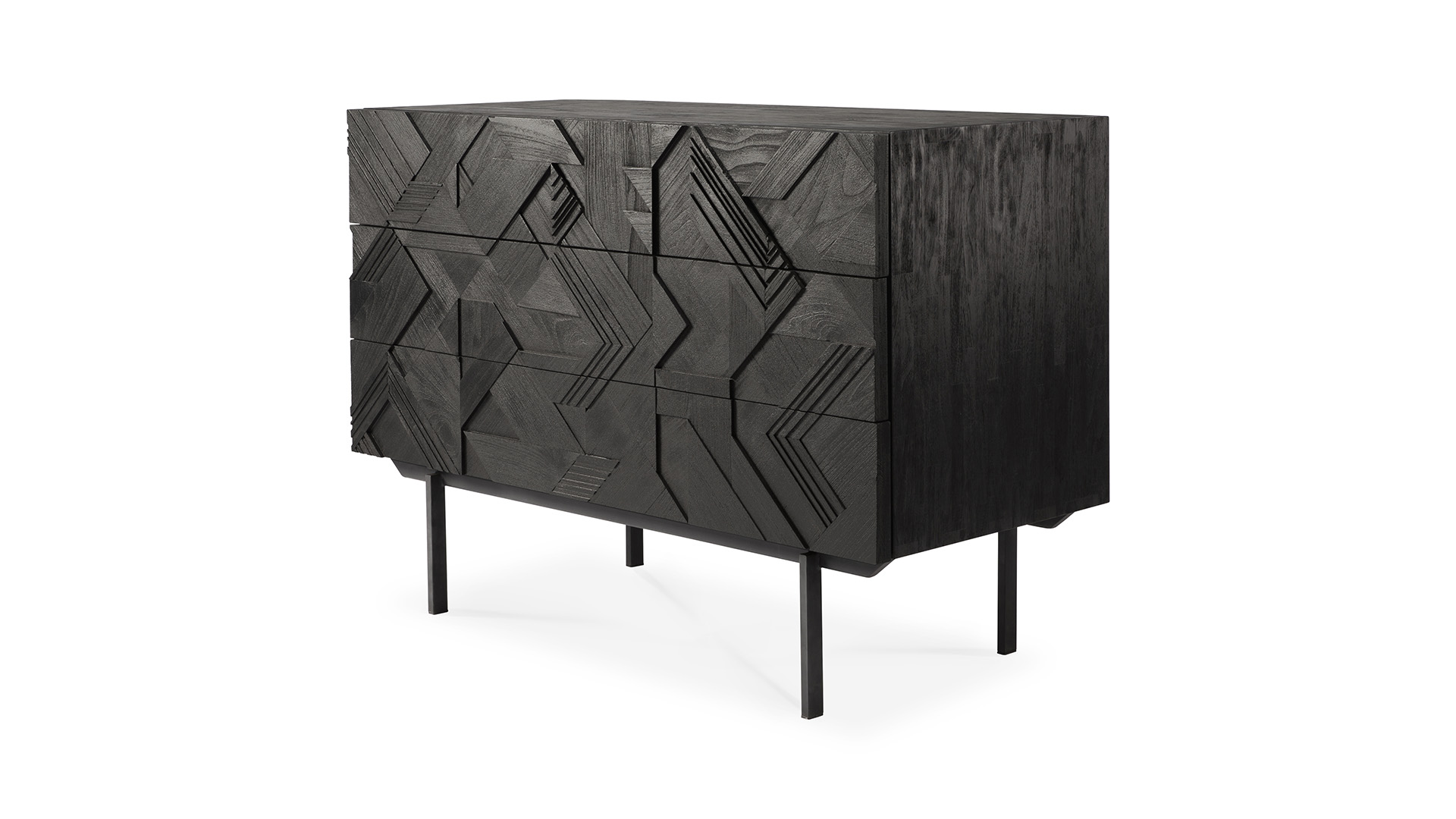 Teak Zwart Graphic Ladekast 100 x 50cm Ethnicraft