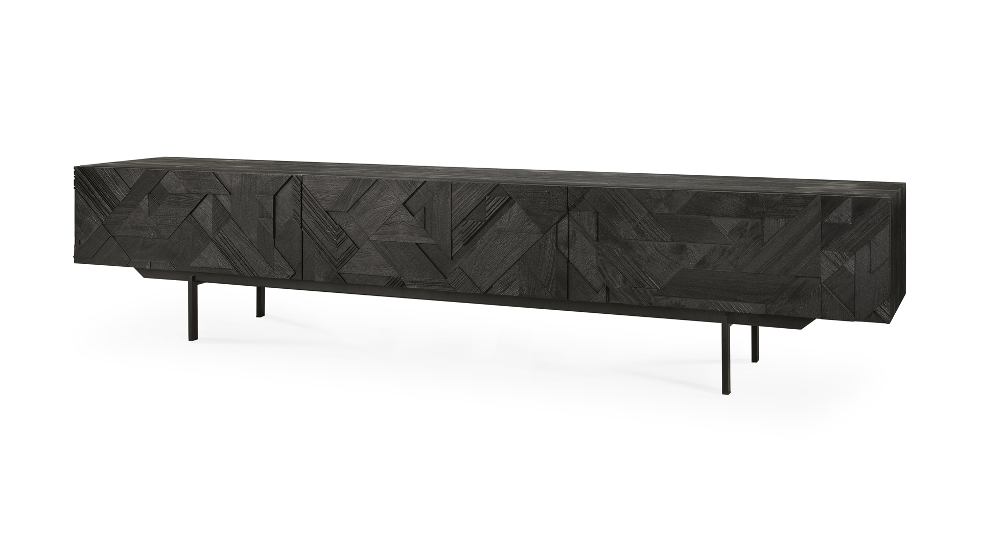 Teakholz schwarz Graphic TV Anrichte 240 x 45cm Ethnicraft