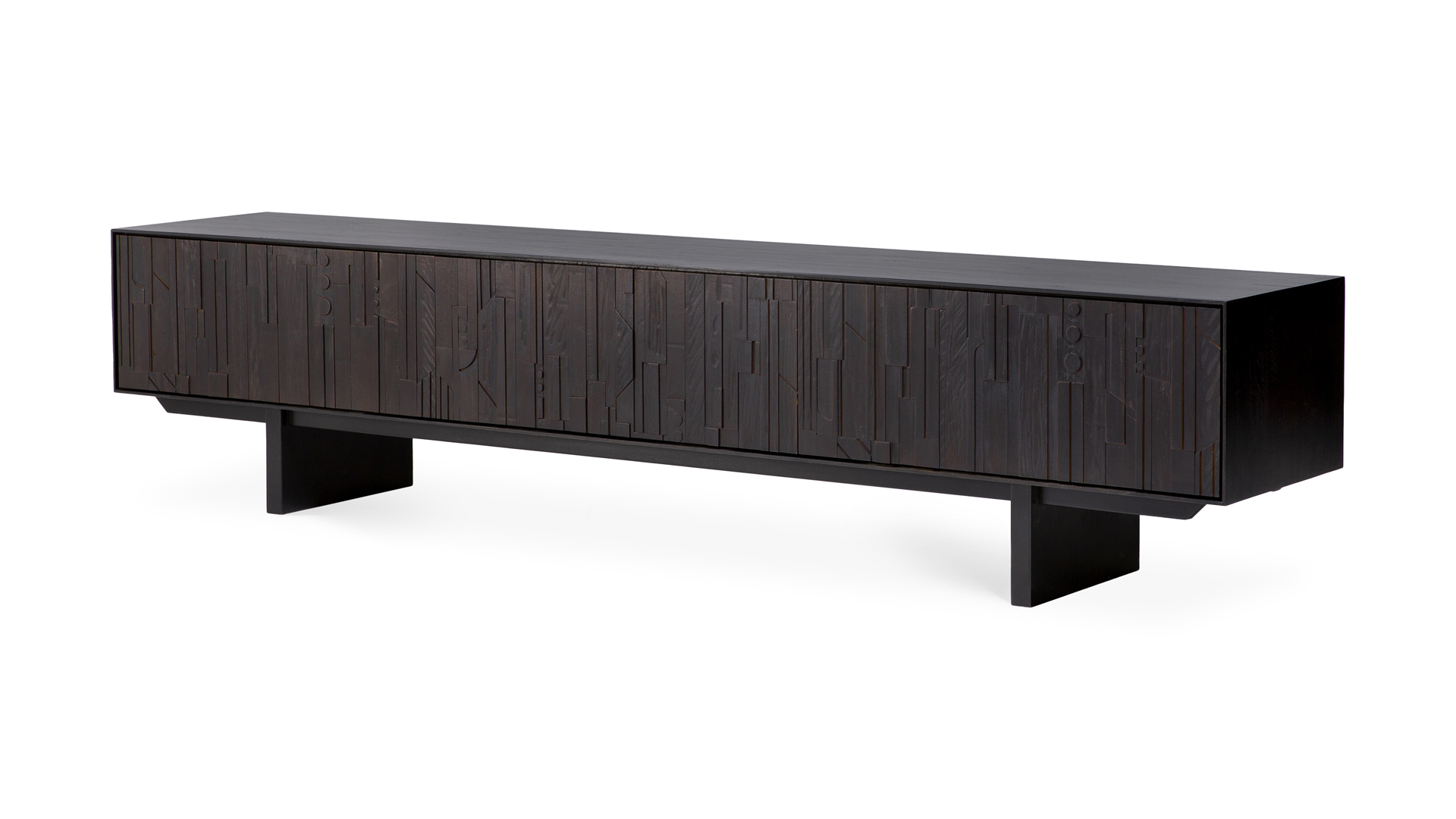 Teakholz schwarz Mosaic TV Anrichte 242 x 45cm Ethnicraft Teakholz schwarz Mosaic TV Anrichte 242 x 45cm Ethnicraft