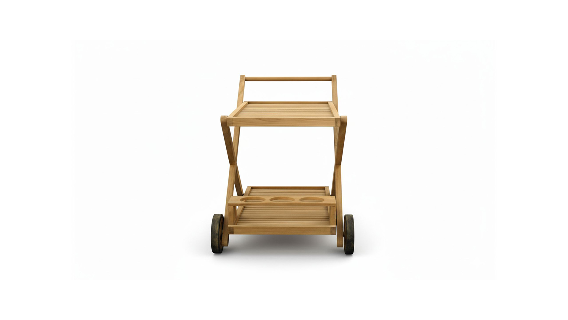 Trolley Ribu 2 Met Wielen En Wijnrekje 50 x 87 x H92cm - Diamond Collection  