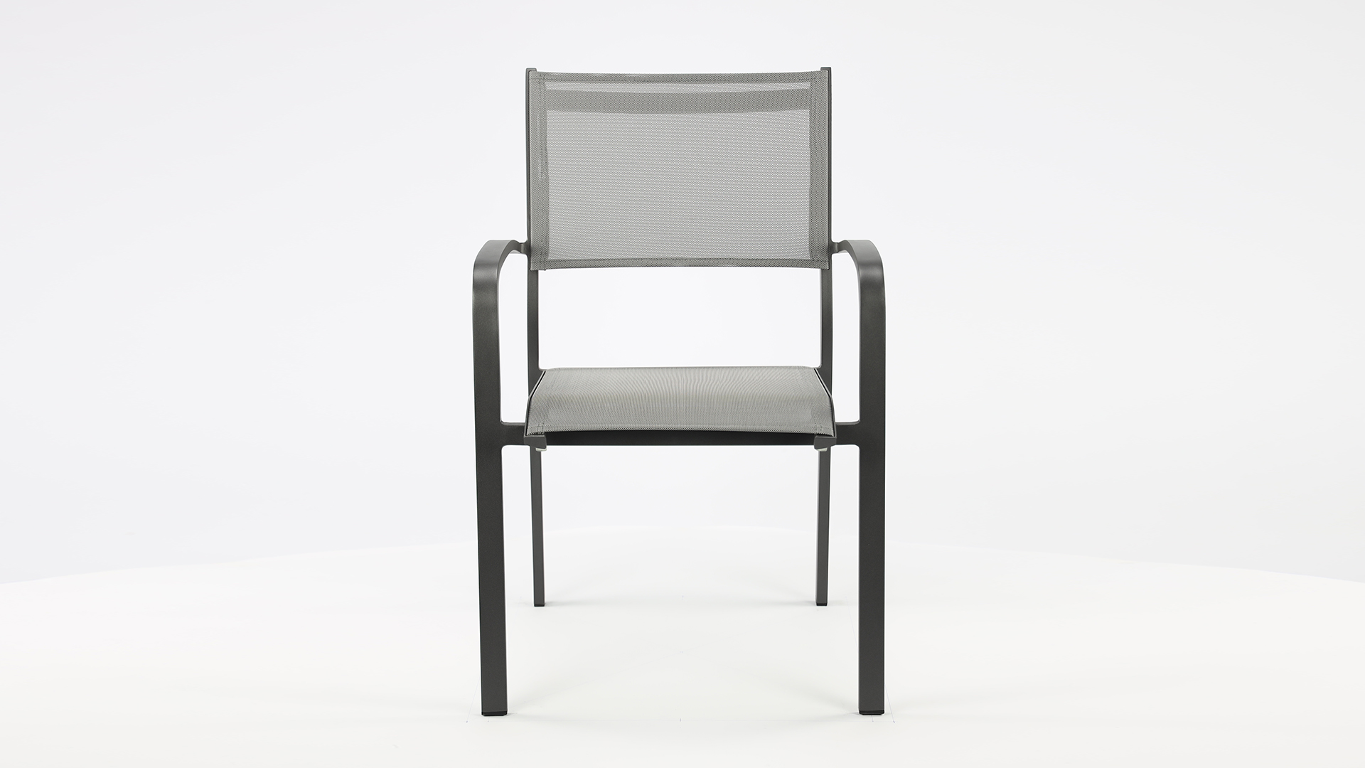 Alu Stacking Chair Saint-Tropez Charcoal Mat - Silver Grey Textilene 