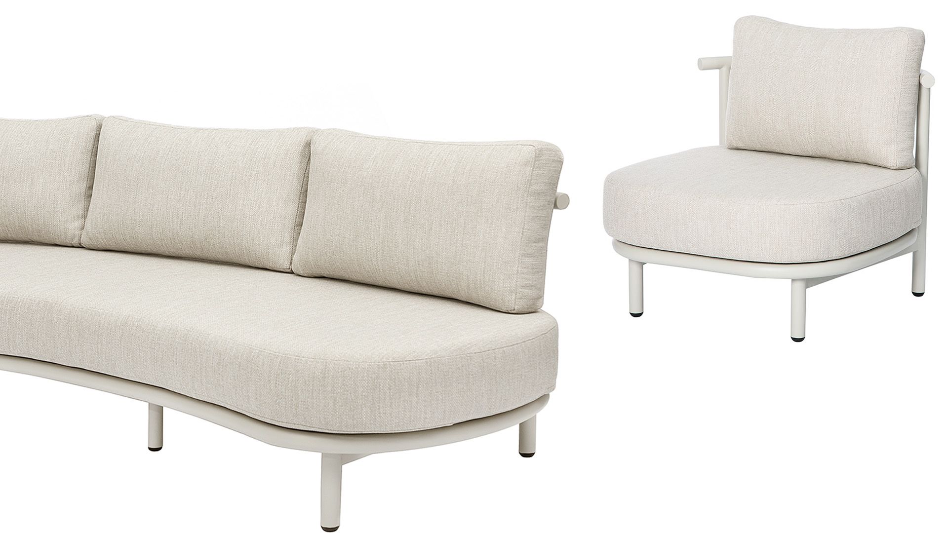 Organo Alu Lounge 3-seater Dune Mat + Zit en Rugkussens Beige Olefin
