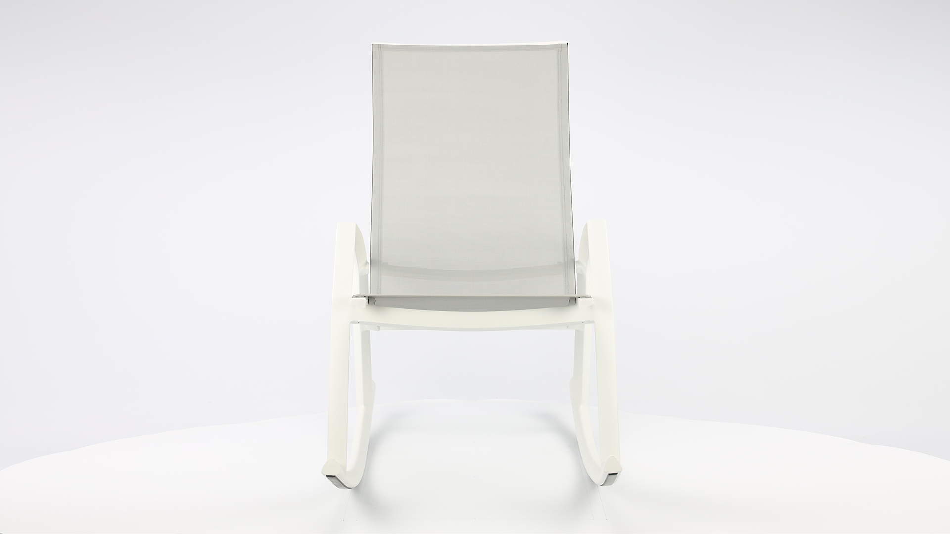 Fauteuil à Bascule Alu Kennedy Blanc Mat - Textilène Gris Clair