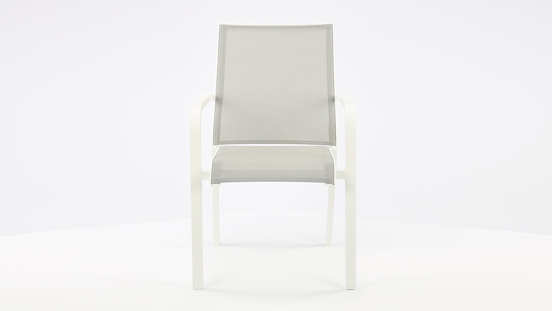 Alu Stacking Chair Paris White Mat - Light Gray Textilene