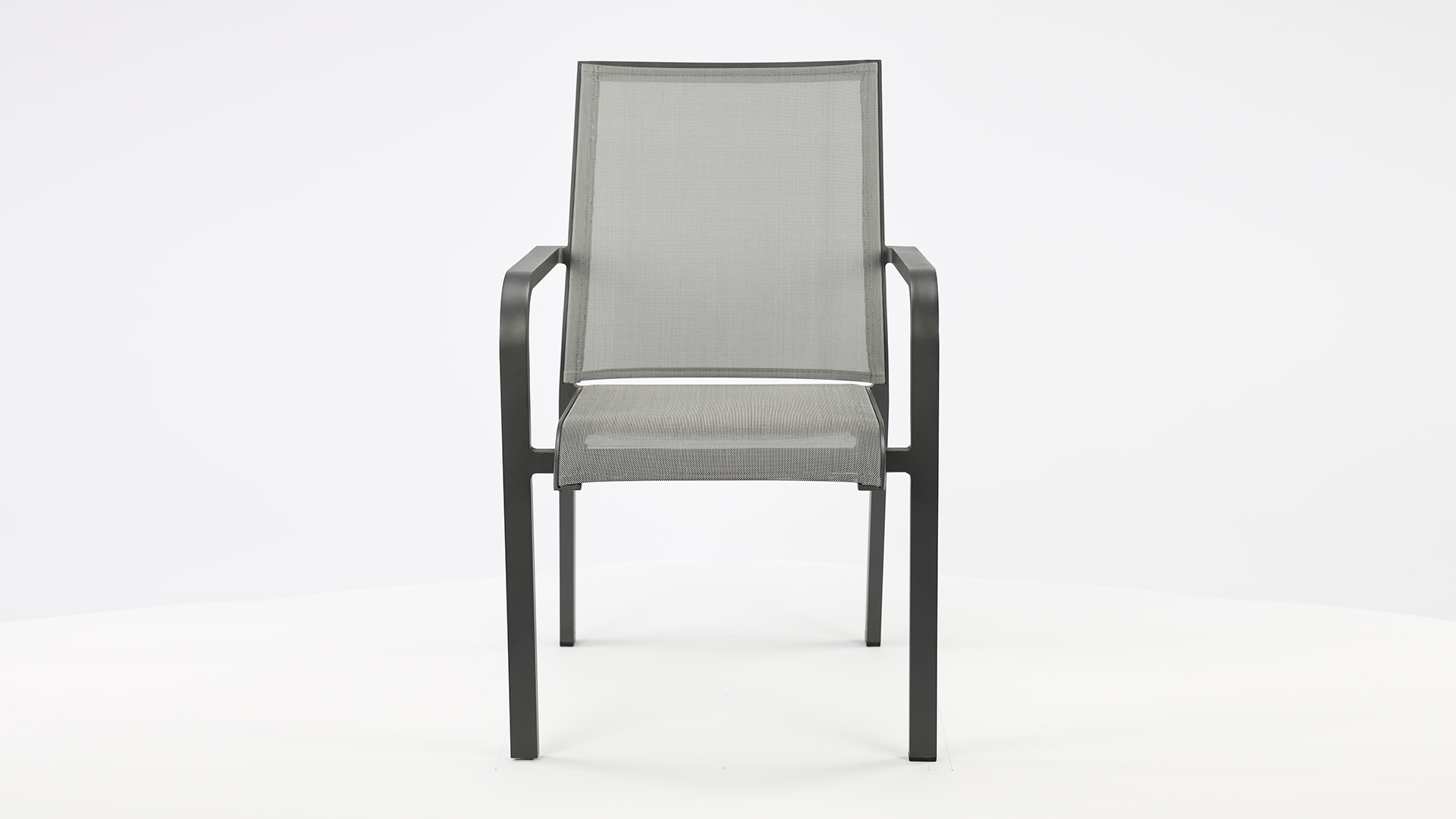 Alu Stacking Chair Paris Charcoal Mat - Silver Gray Textilene