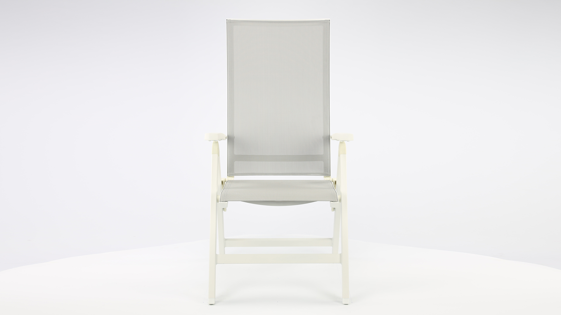 Alu Garden Chair Tinos Reclining White Matt - Light Grey Textilene + Arm White