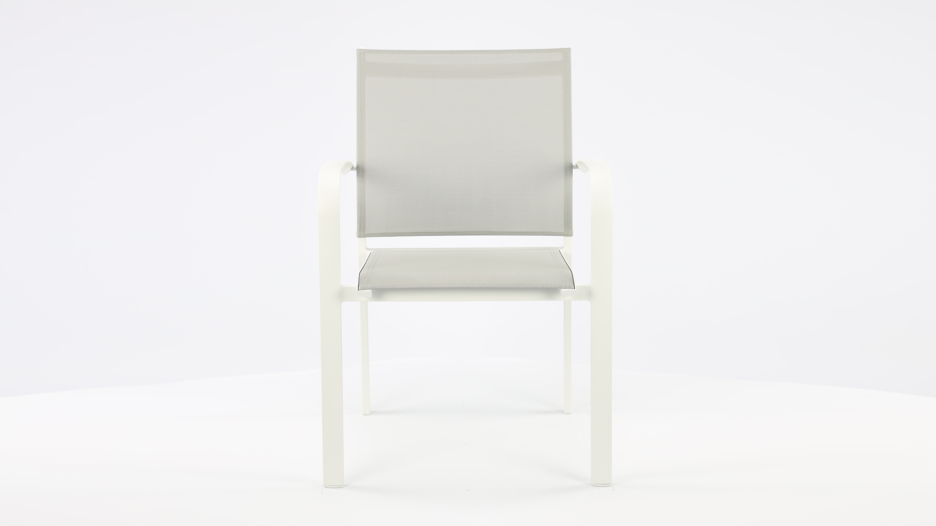 Alu Stacking Chair Malaga White Matt - Light Grey Textilene 