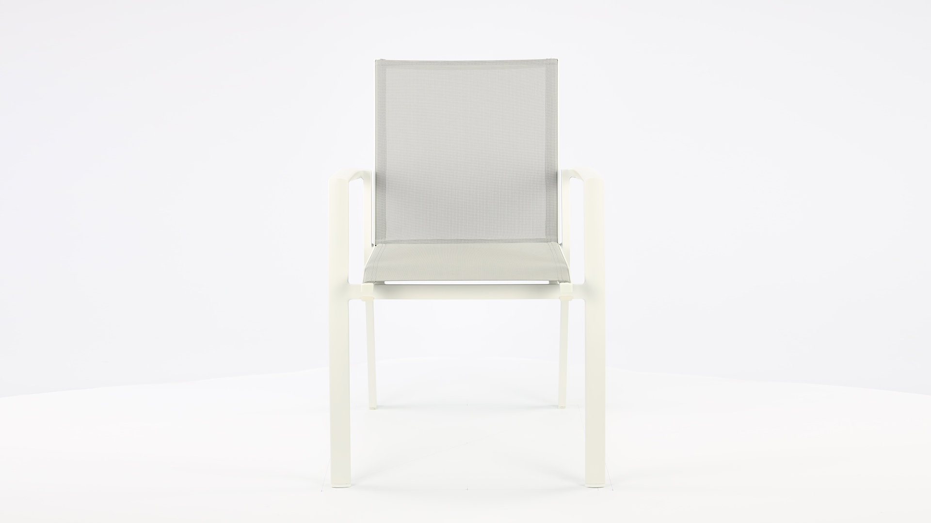 Alu Stacking Chair Sydney White Matt - Light Grey Textilene