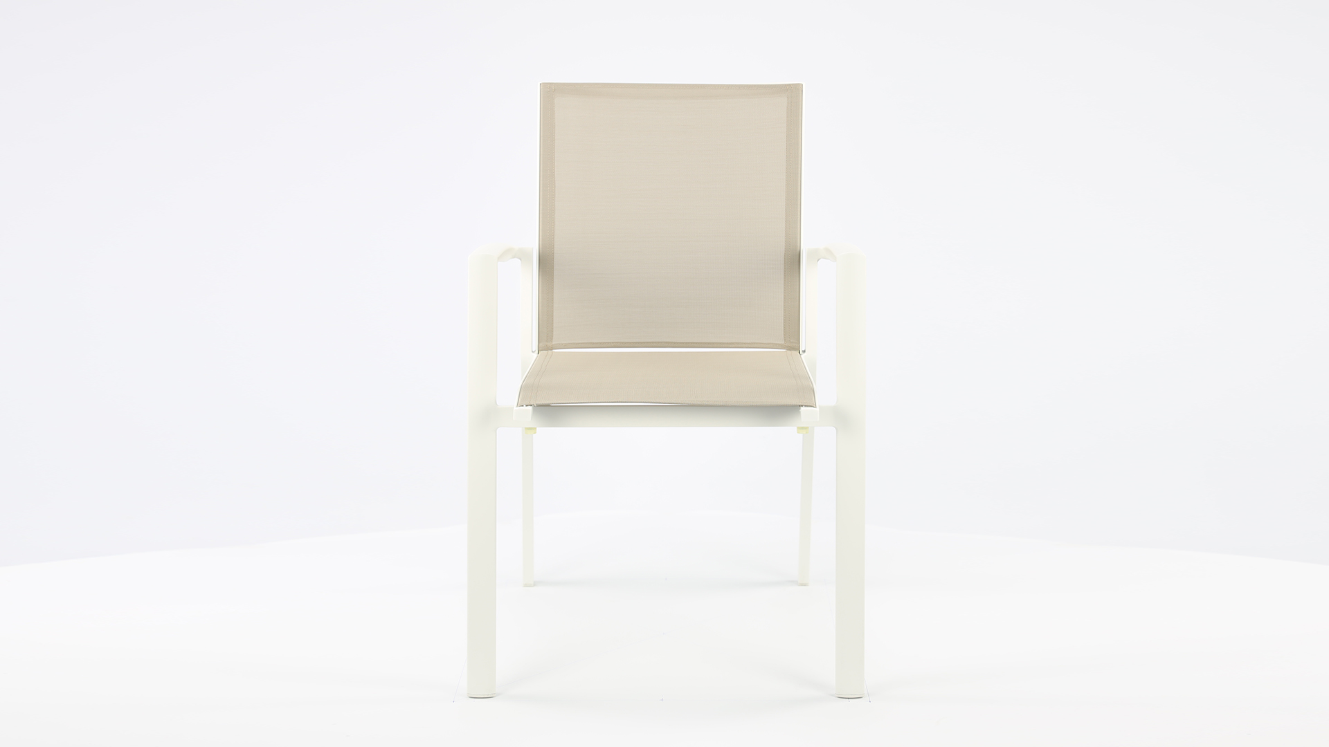Alu Stacking Chair Sydney White Mat- Light Taupe Textilene