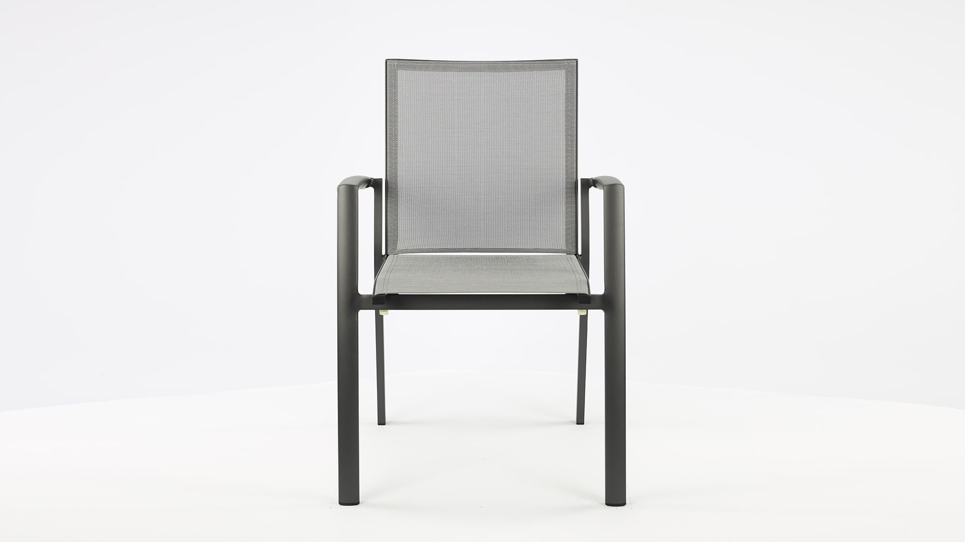 Aluminium Stacking Chair Sydney Charcoal Matt - Silver Grey Textilene