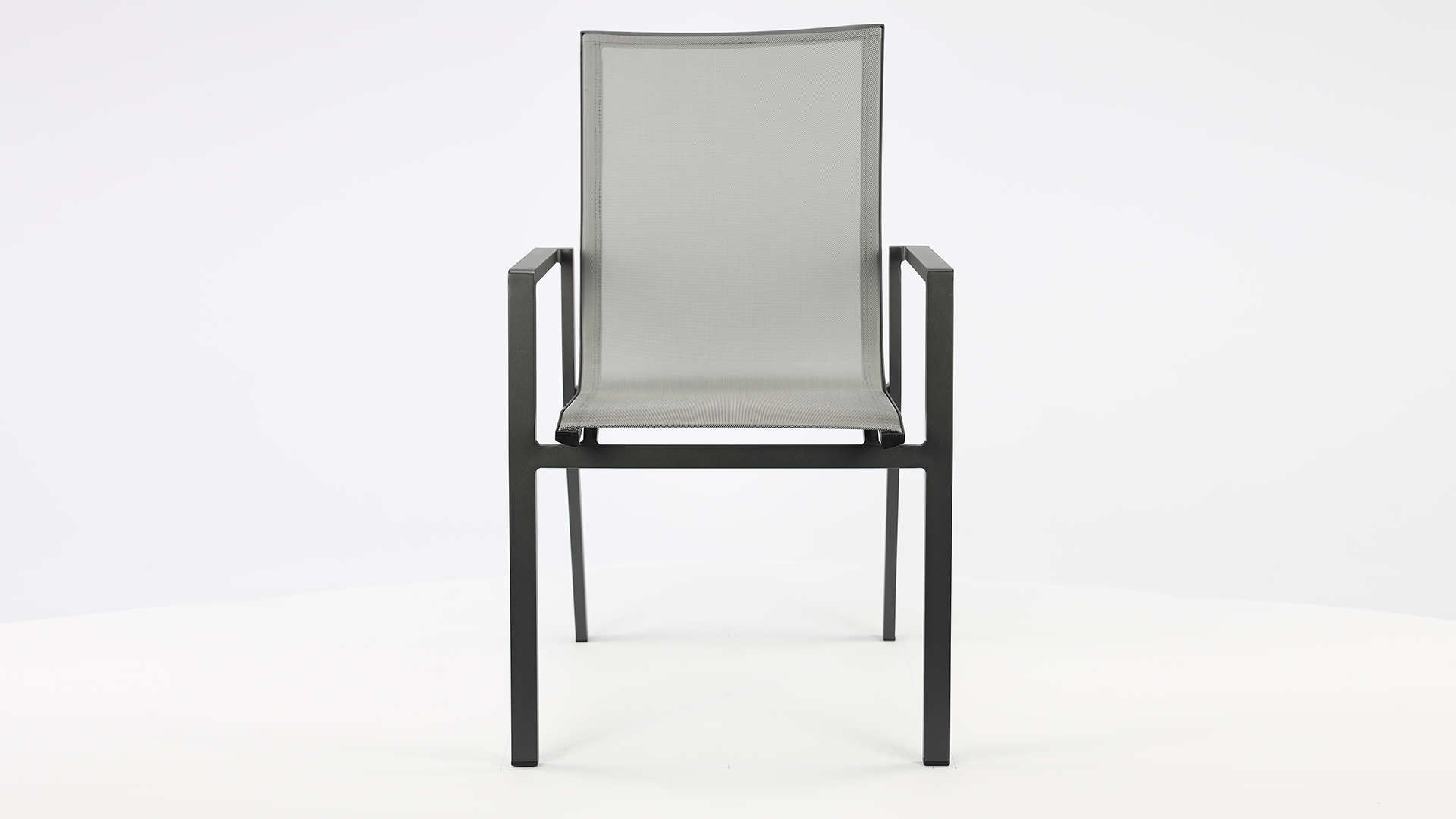 Alu Stapelstoel Napoli Charcoal Mat - Silver Grey Textilene