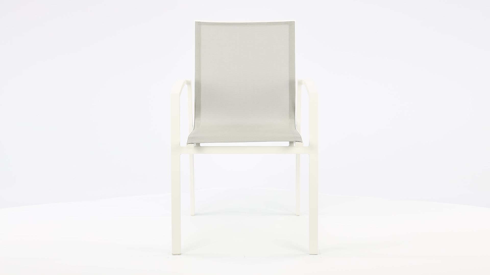 Alu Stapelstoel Bologna White Mat - Light Grey Textilene 