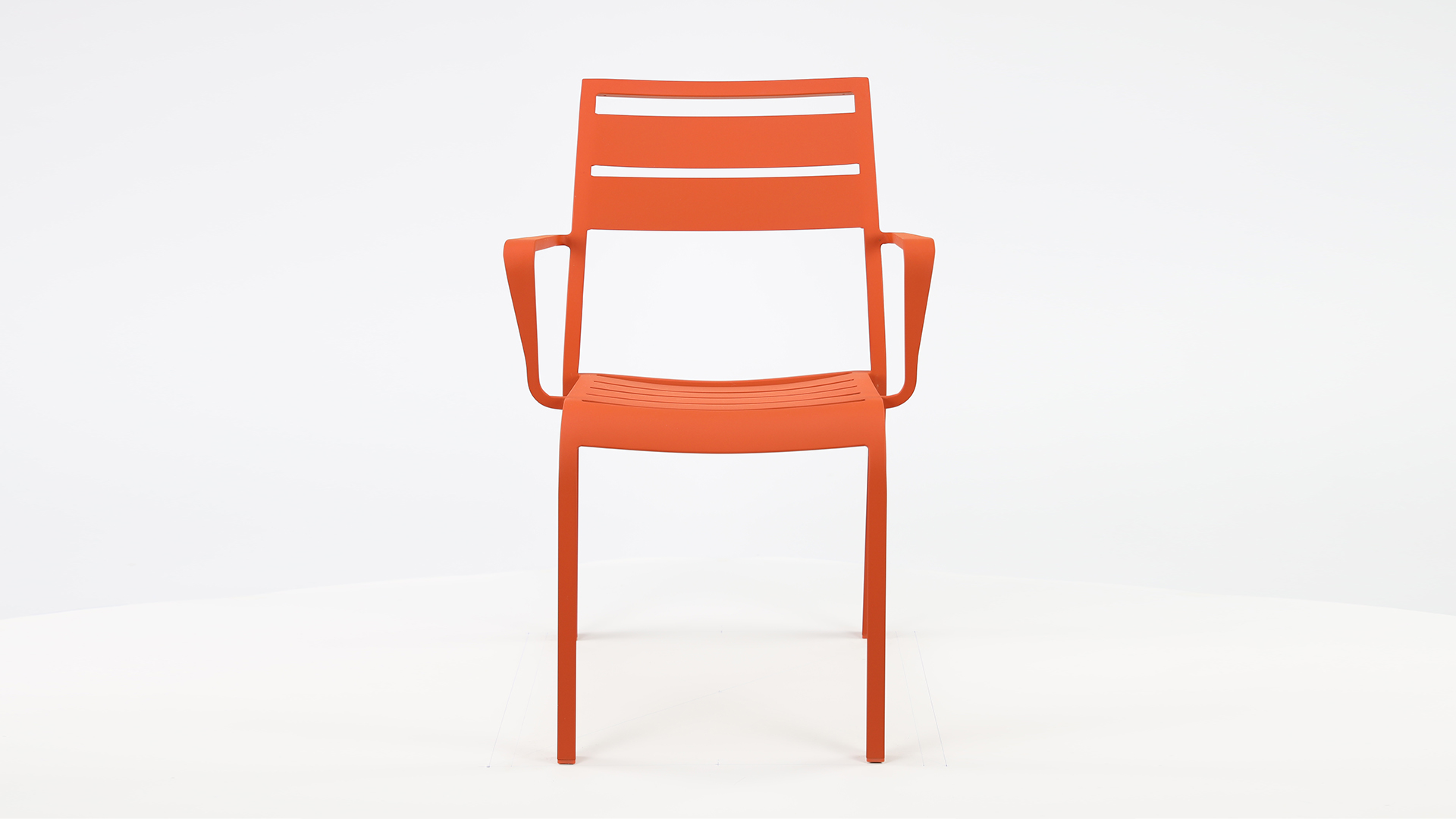 Aluminium Stacking Chair Nice Slat Orange Matt + Armrest