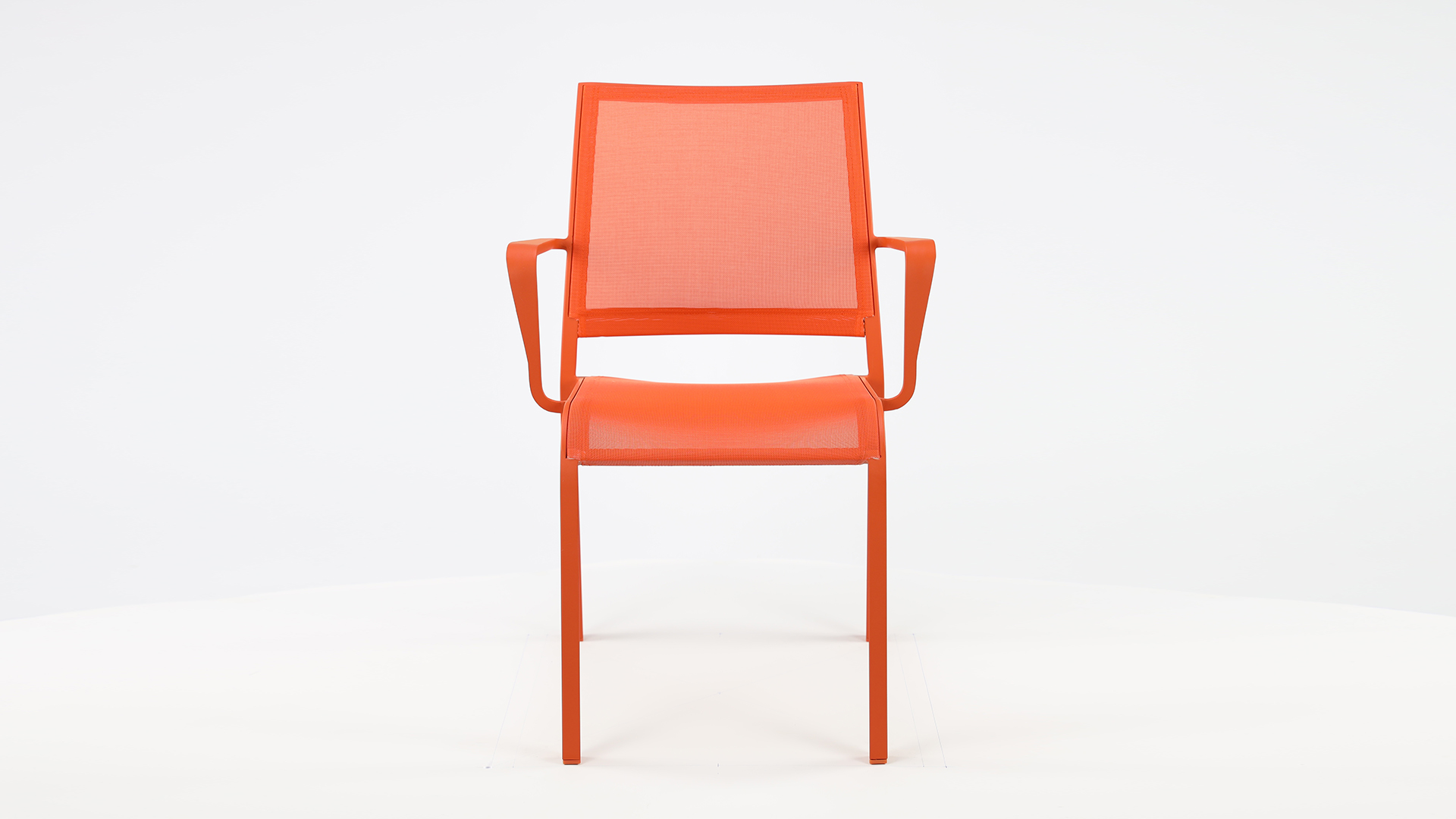 Alu Stapelstoel Nice Orange Mat + Orange Textilene + Armleuning Alu Stapelstoel Nice Orange Mat + Orange Textilene + Armleuning