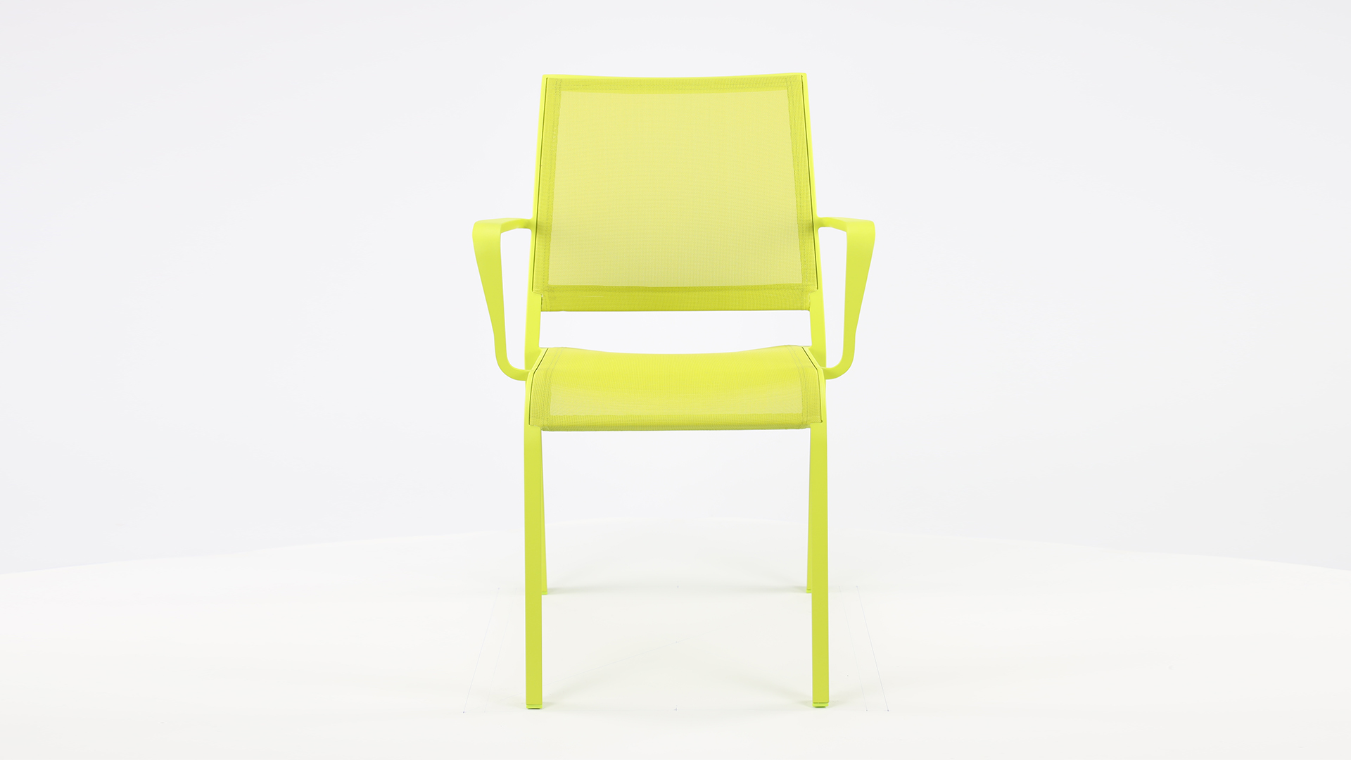 Chaise empilable alu joli vert mat + textilène vert + accoudoir