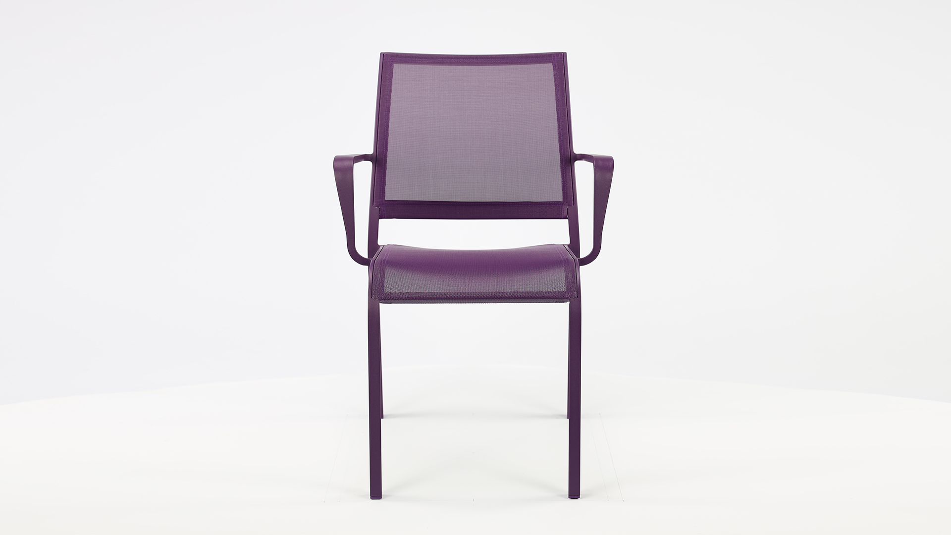 Alu Stapelstoel Nice Purple Mat + Purple Textilene + Armleuning 