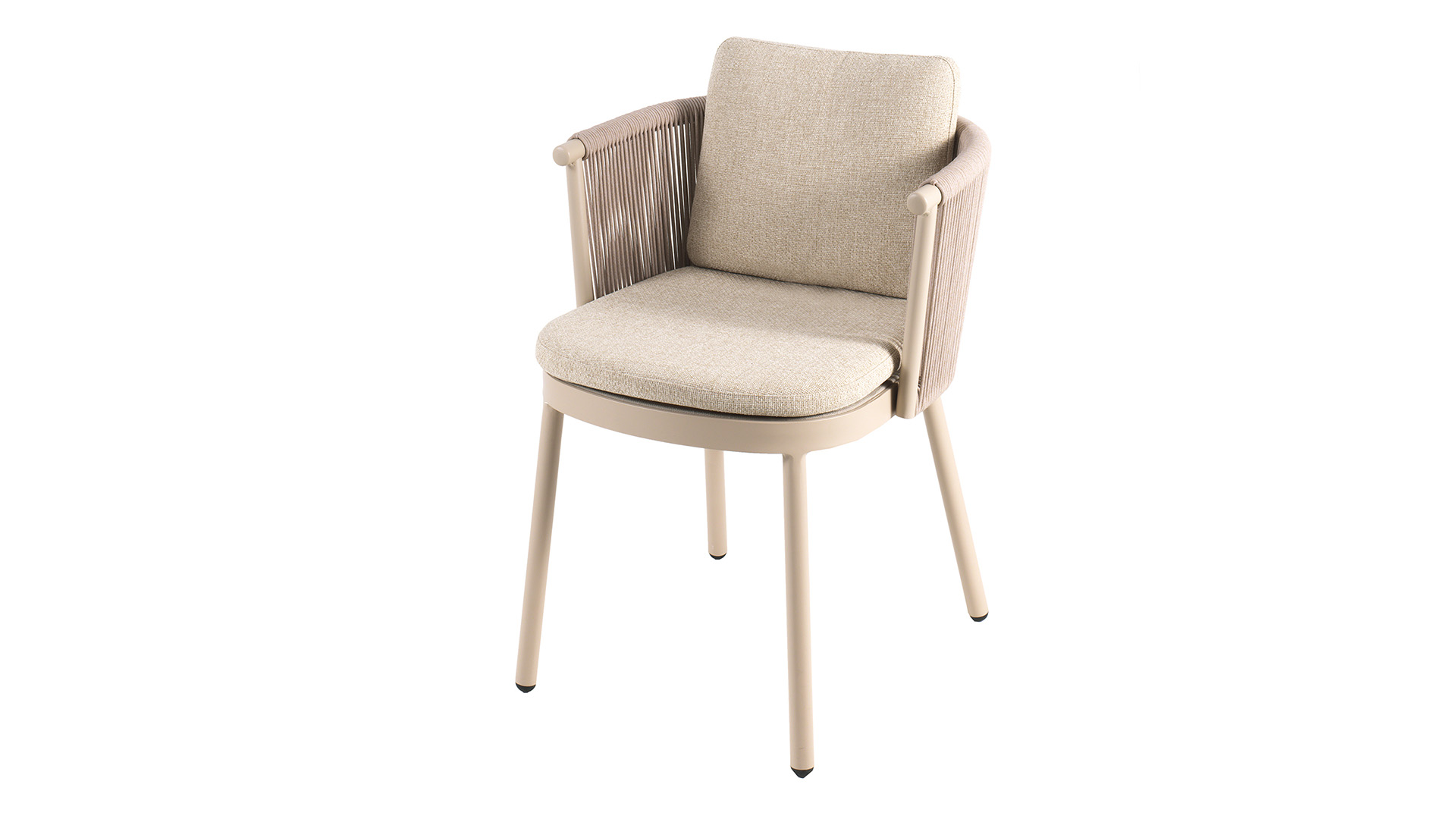 Alu Diningstoel Milaan Alu Linnen Met Beige Rope + Zit en Rugkussen Olefin